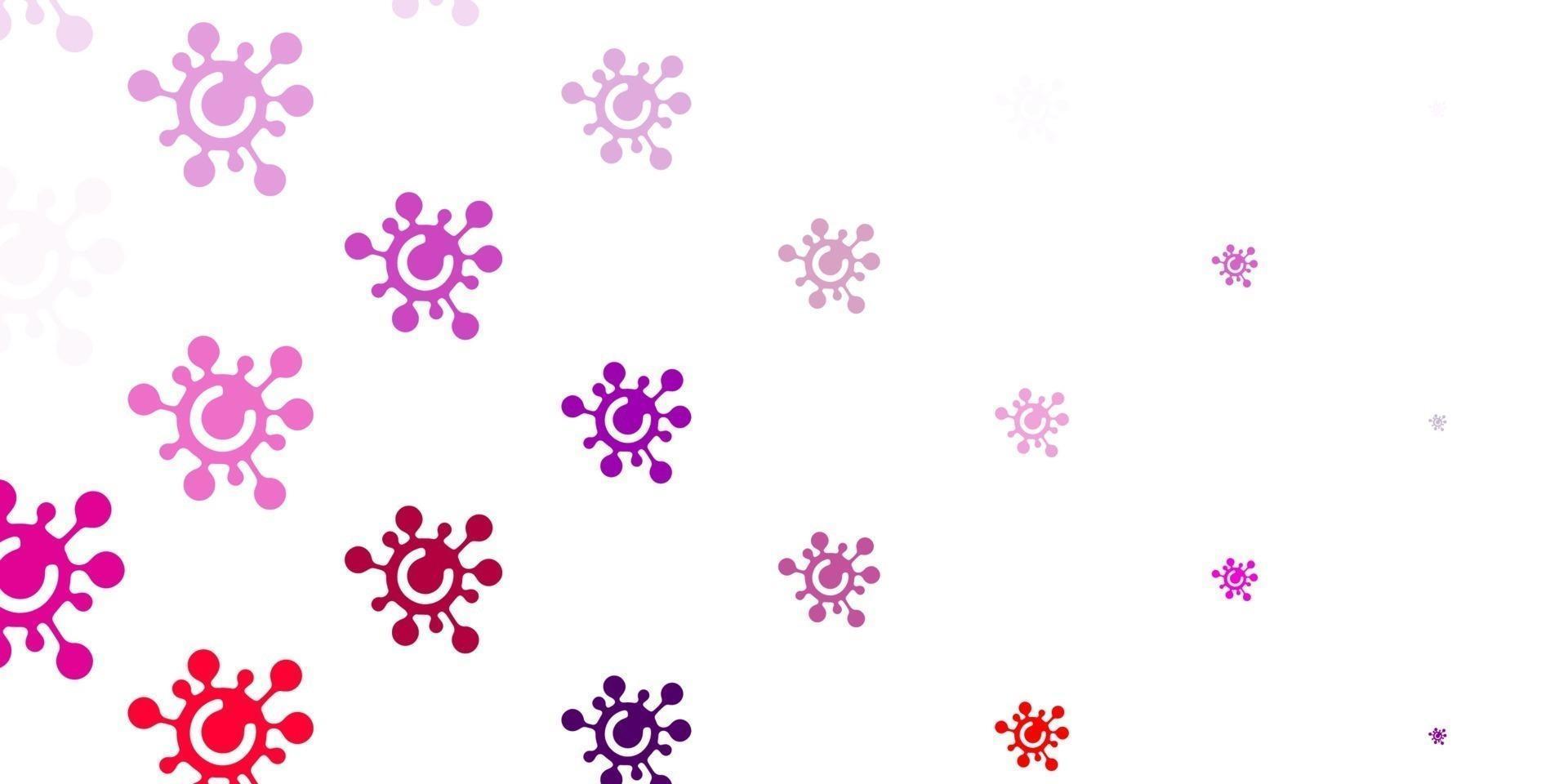 patrón de vector rosa claro, amarillo con elementos de coronavirus.