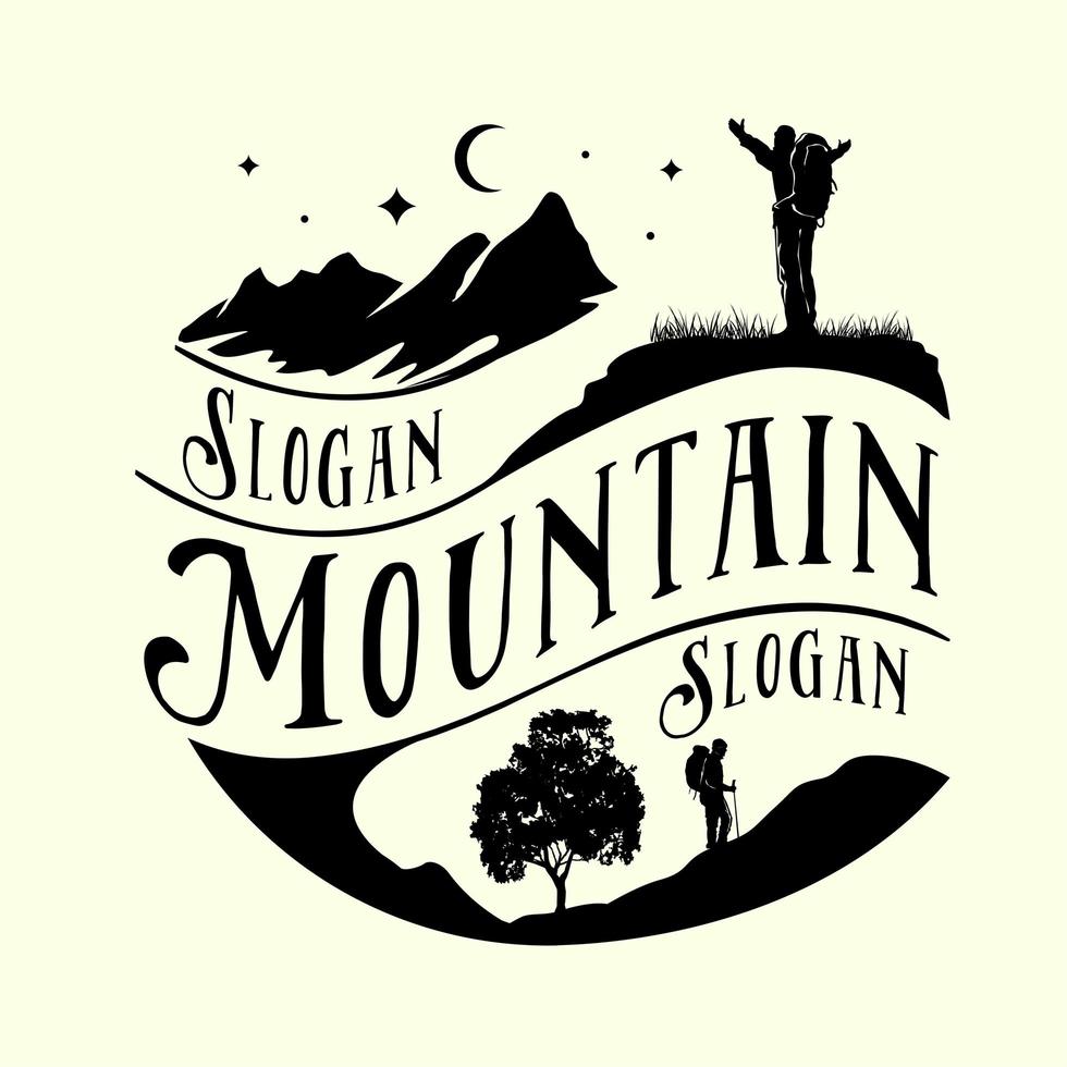 Mountain climber logo template outdoor adventure illustration vector