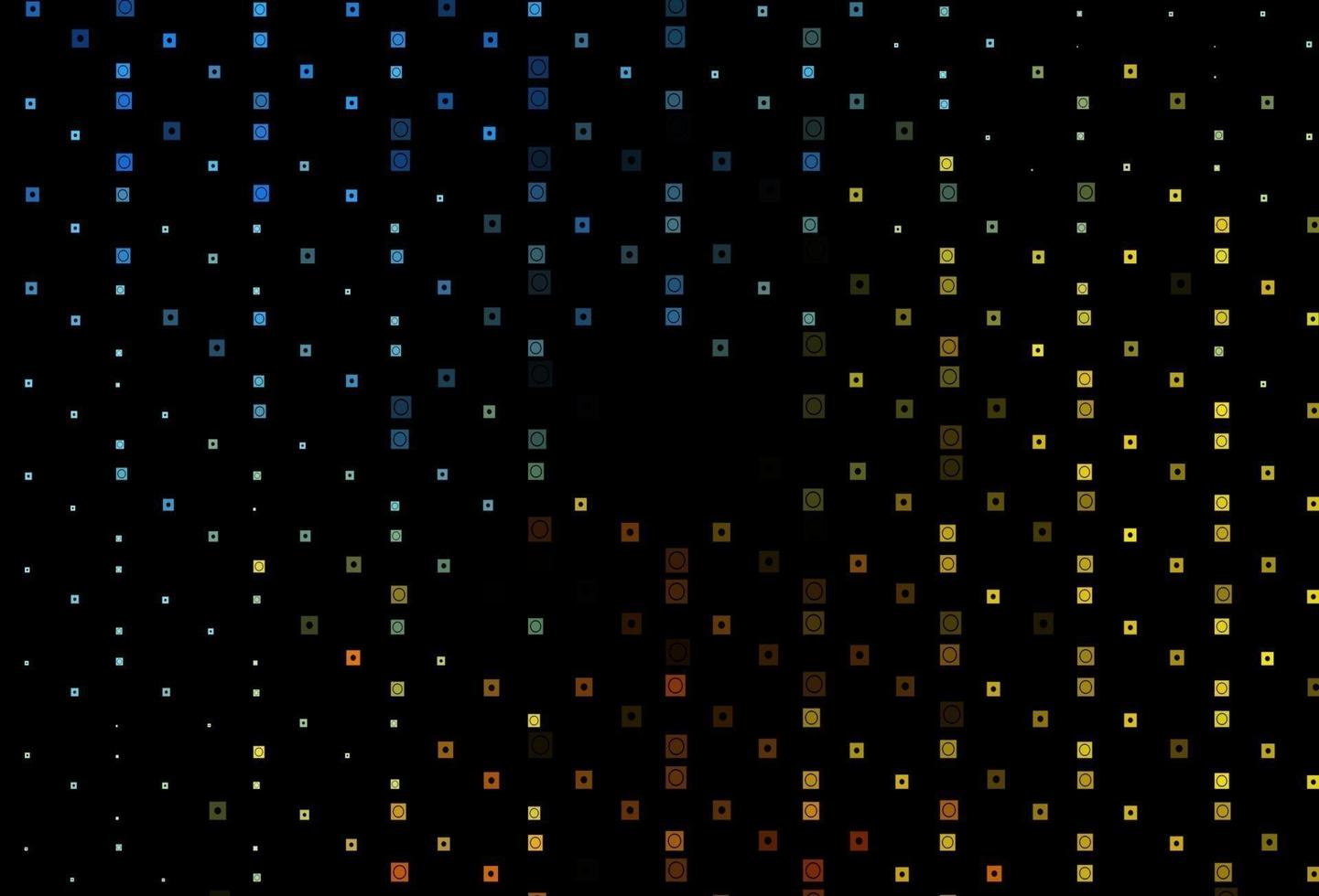 Dark Blue, Yellow vector background with rectangles, circles.