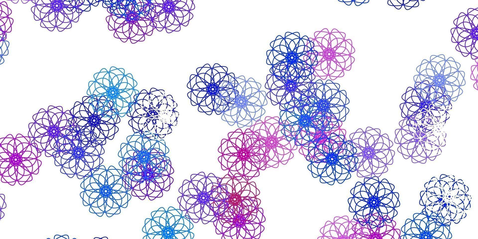 Light Blue, Red vector doodle template with flowers.