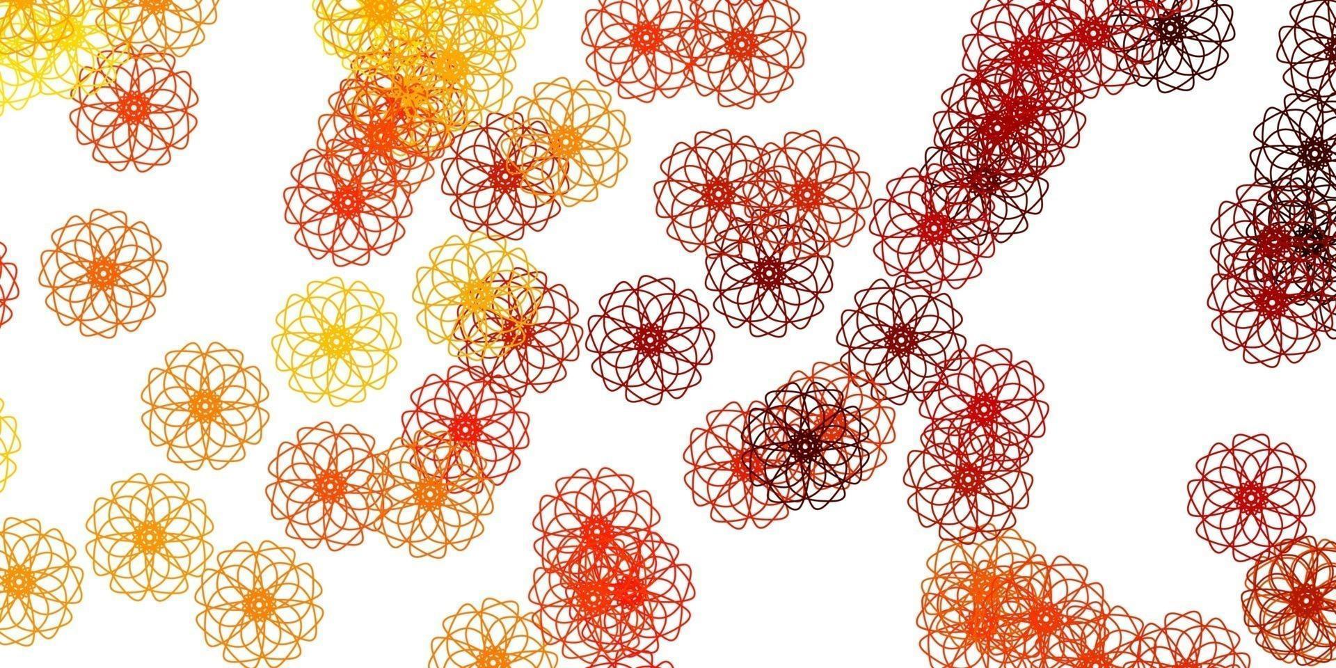 Light Orange vector doodle template with flowers.