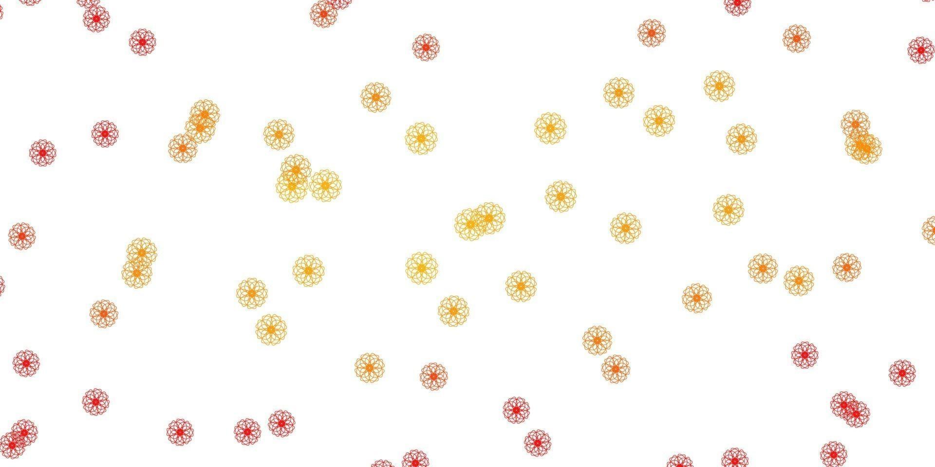 Light Orange vector doodle template with flowers.