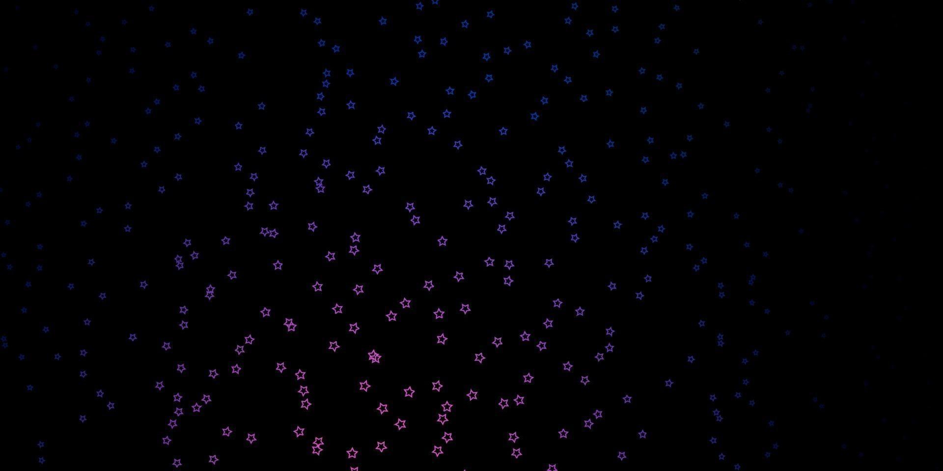 Fondo de vector de color rosa oscuro, azul con estrellas pequeñas y grandes.