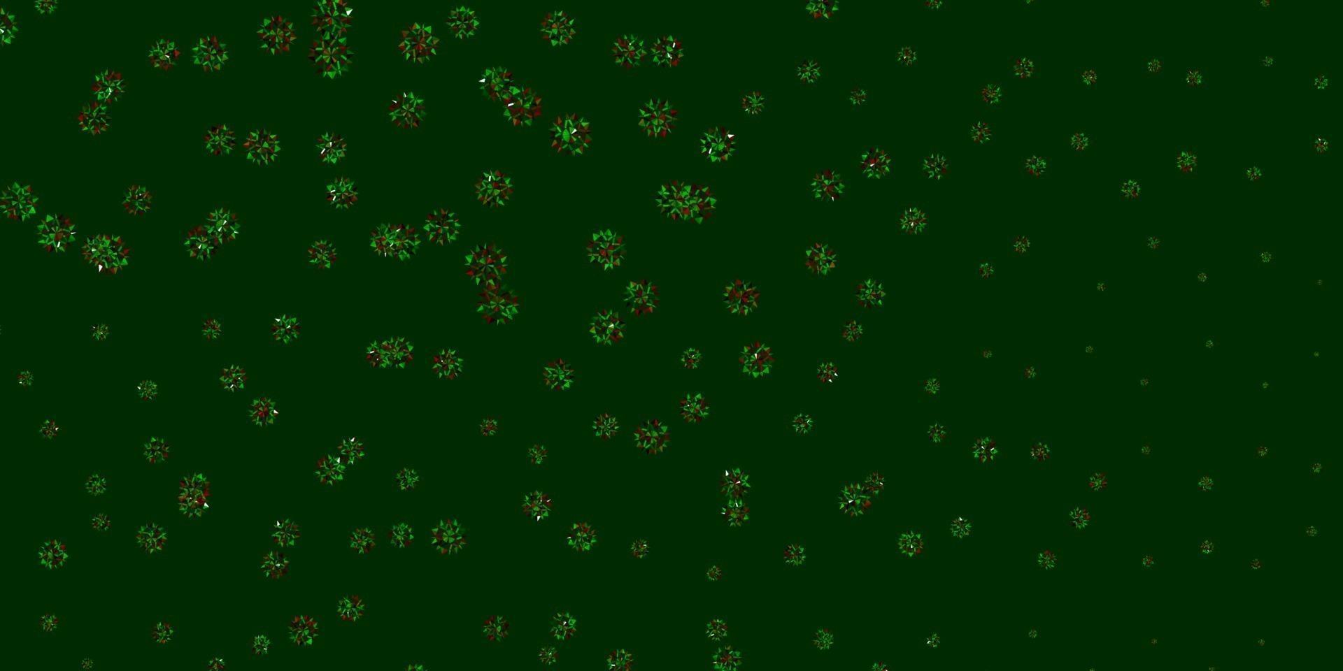 Light Green, Red vector texture with bright snowflakes.