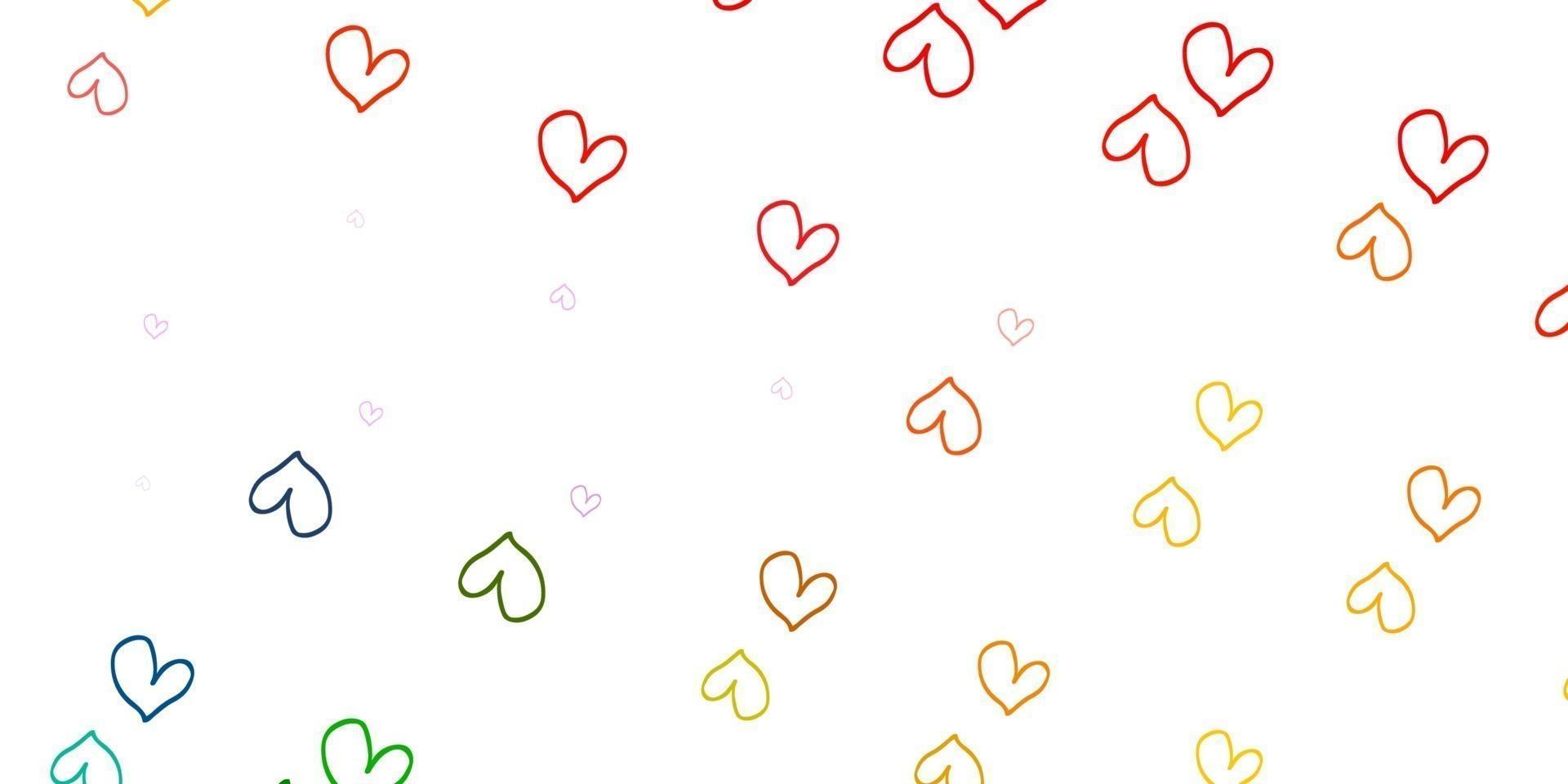 Light Multicolor vector pattern with colorful hearts.