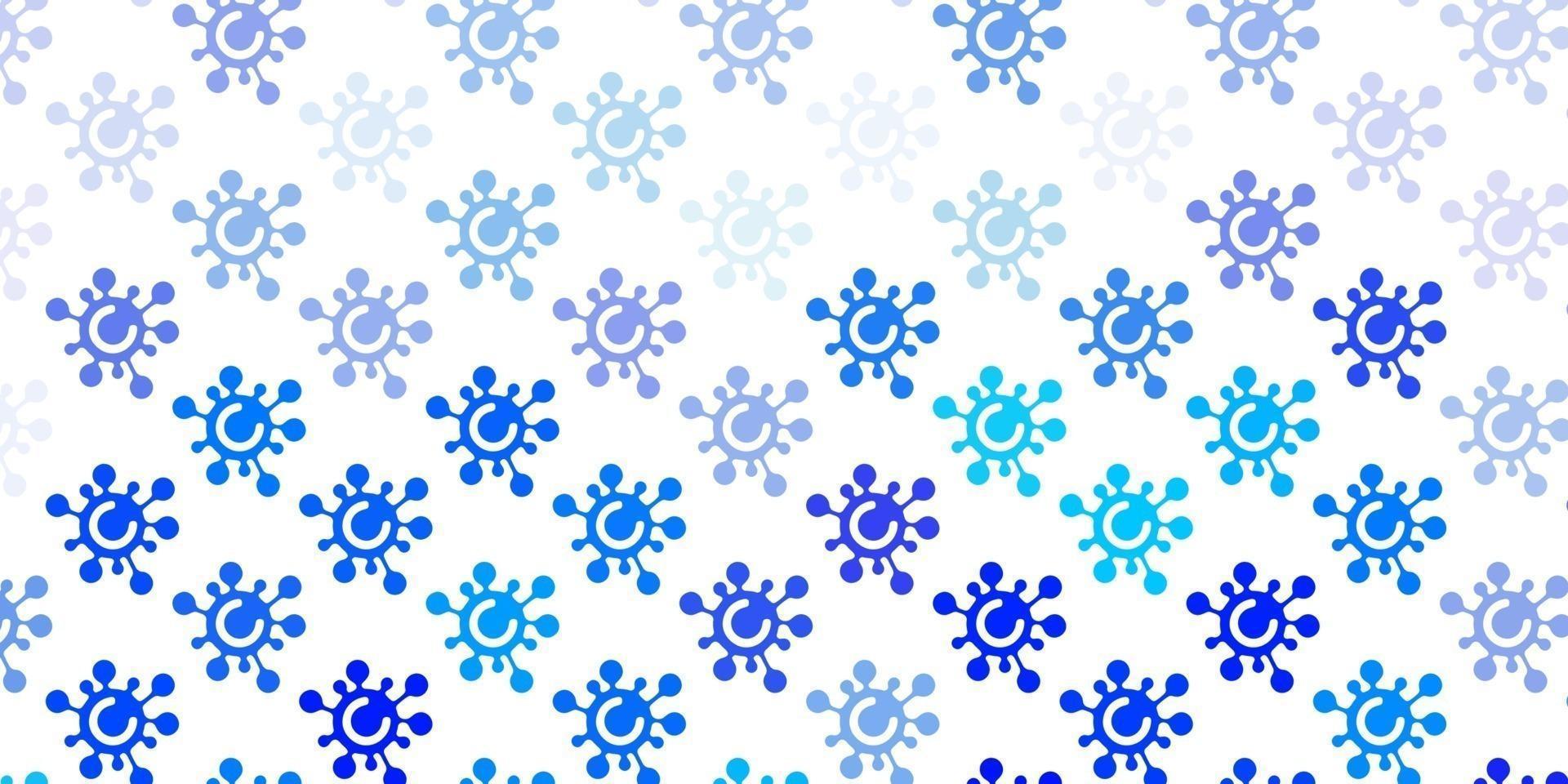 Light BLUE vector background with covid-19 symbols.