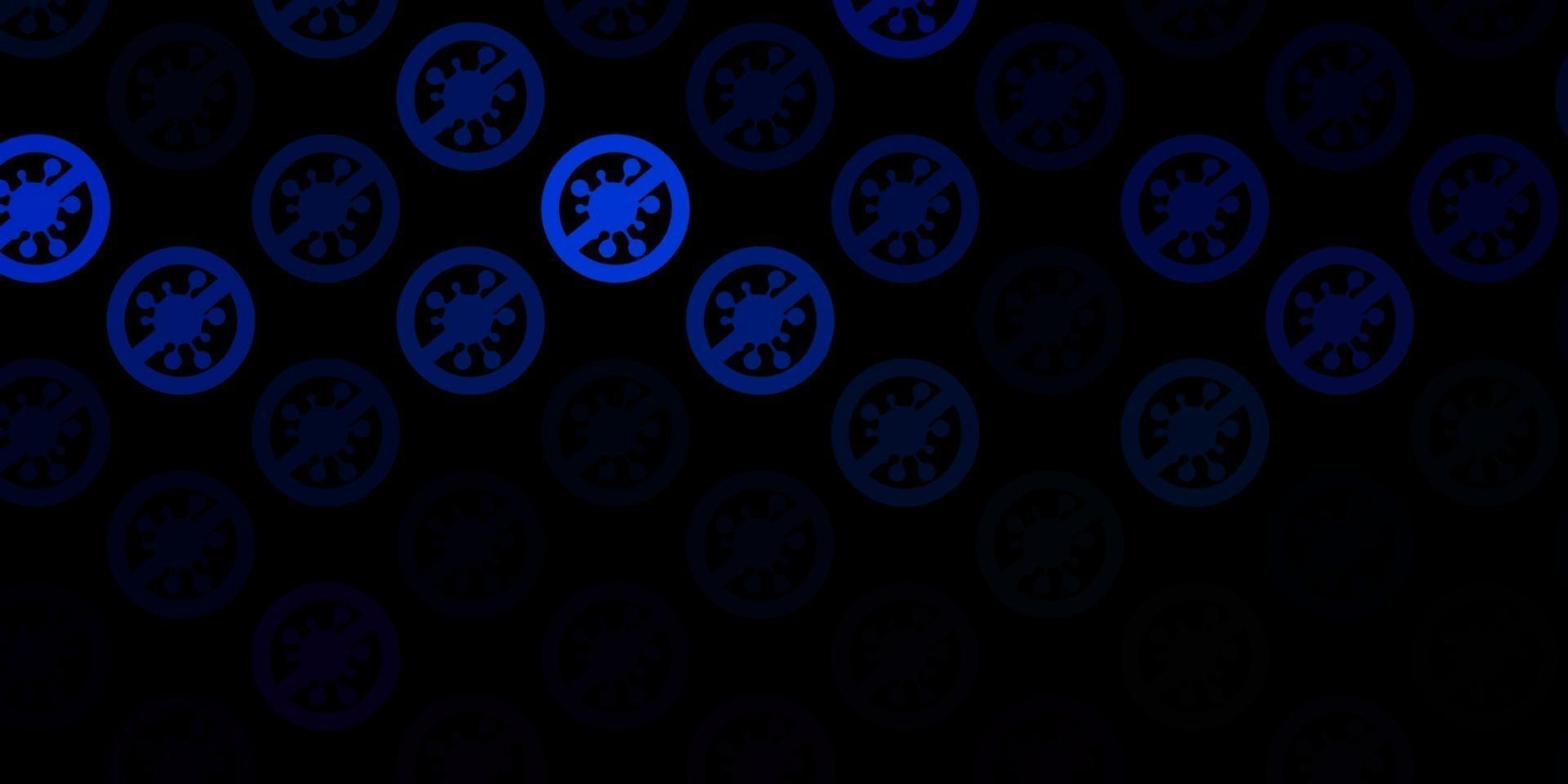 Dark BLUE vector pattern with coronavirus elements.