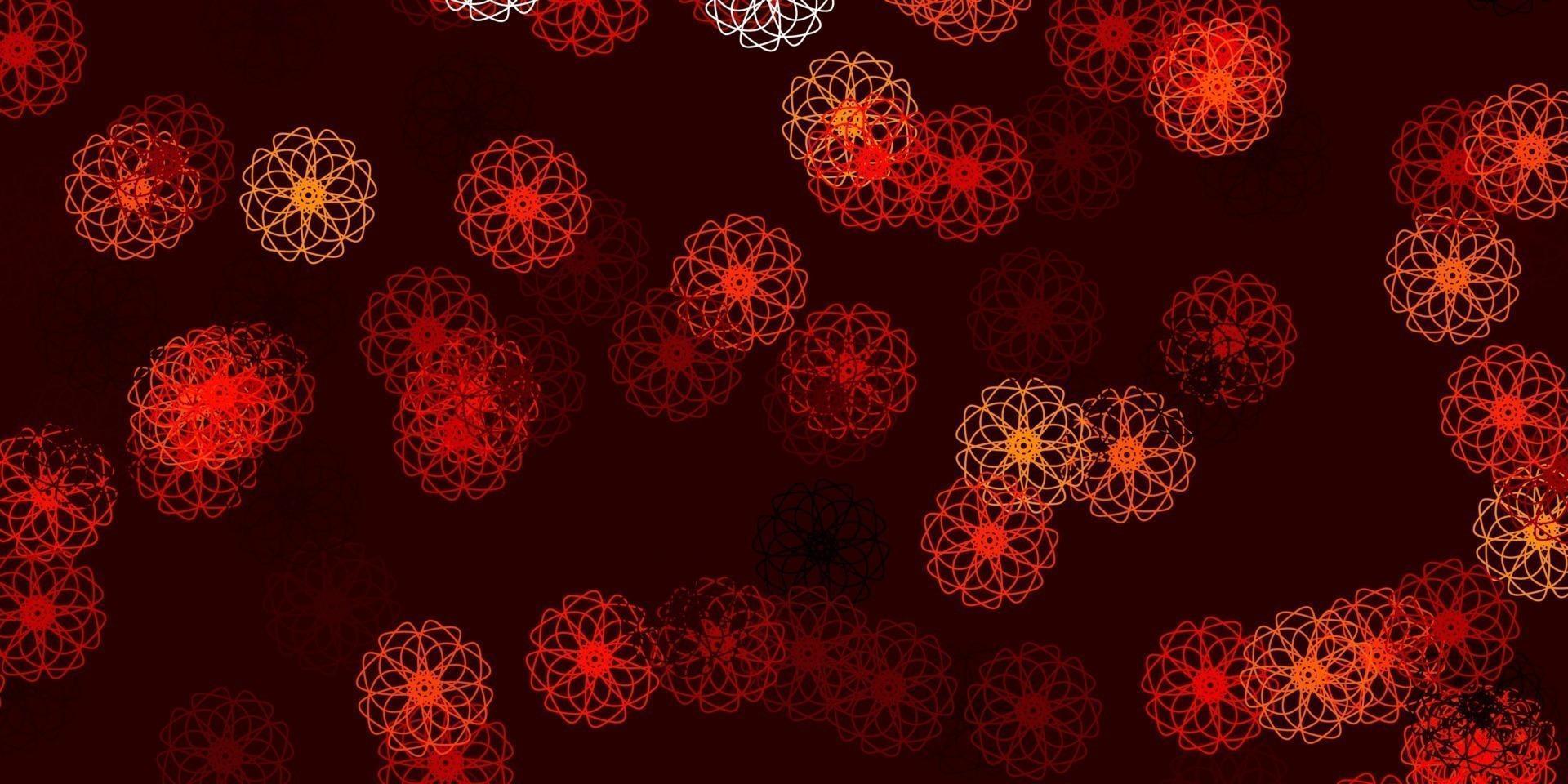 Light Orange vector doodle background with flowers.