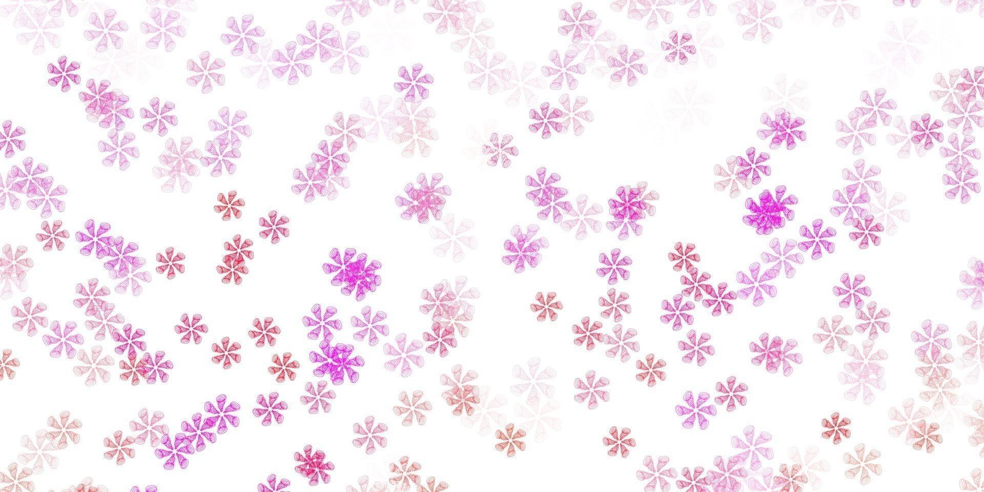 plantilla de doodle de vector rosa claro con flores.