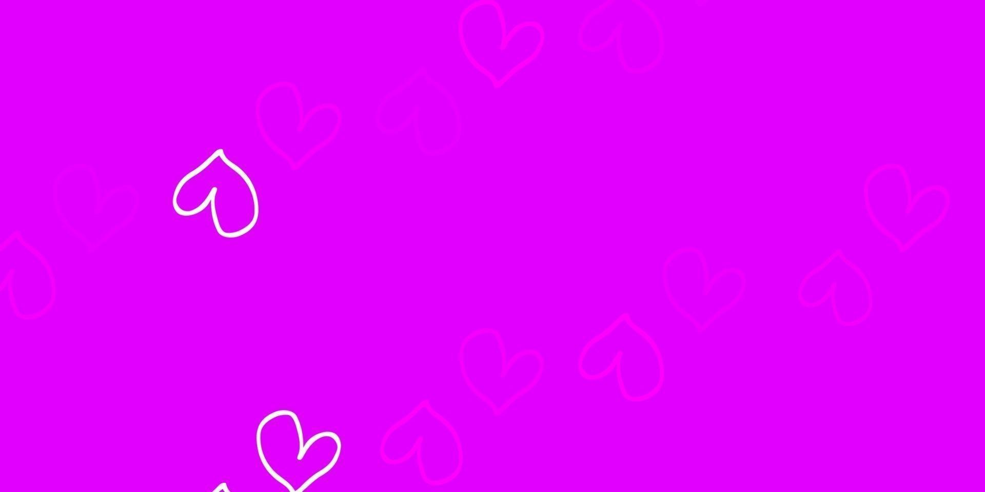 Light Pink vector template with doodle hearts.