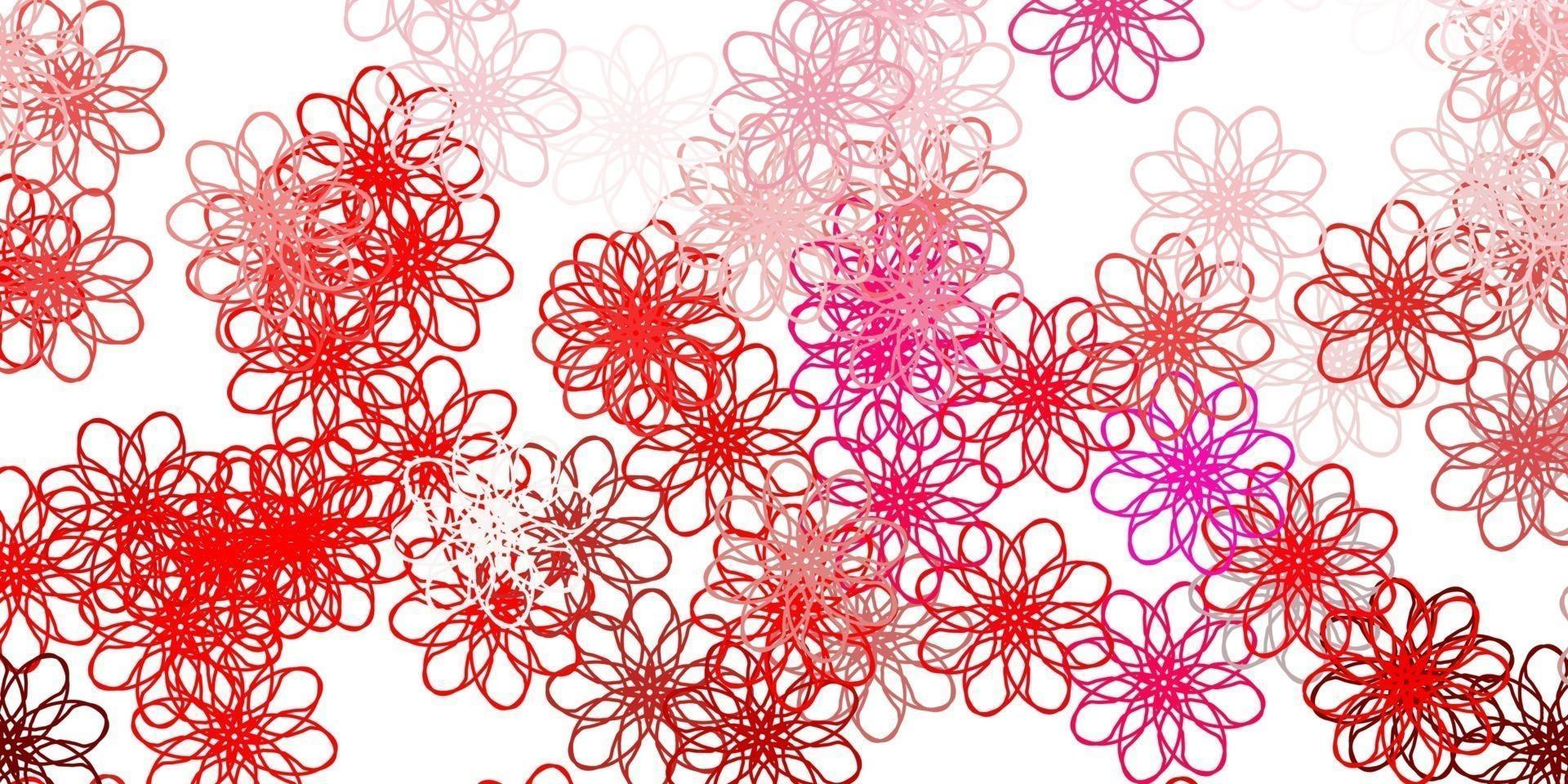 textura de doodle de vector rosa claro con flores.