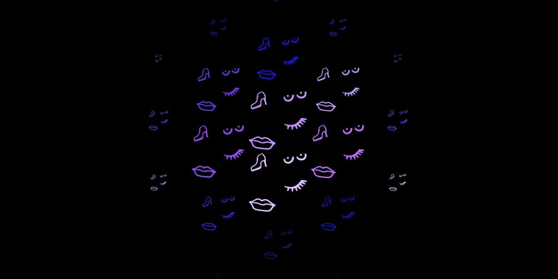 Dark Purple vector texture with women's rights symbols.