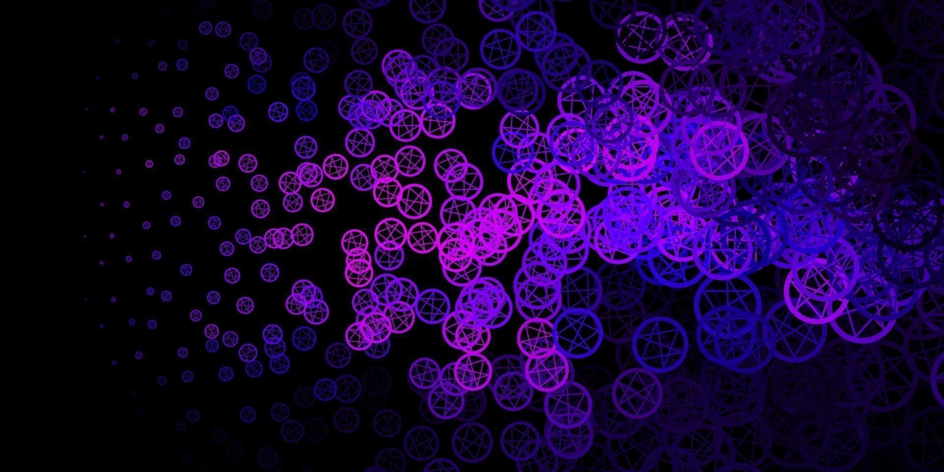 Dark Purple vector template with esoteric signs.