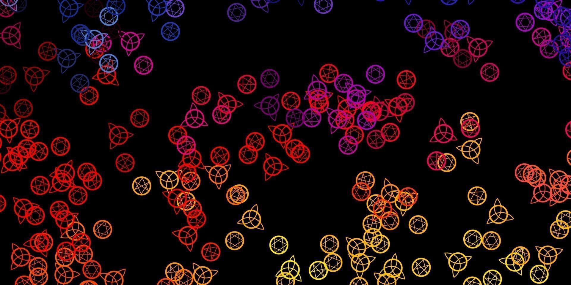 Dark Red, Yellow vector backdrop with mystery symbols.
