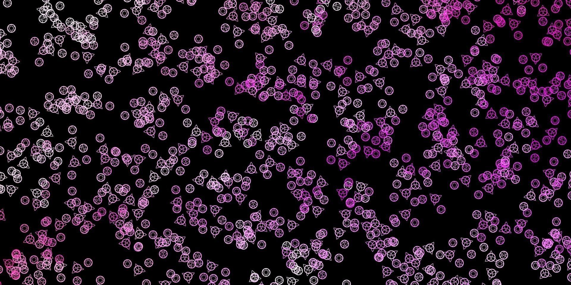 Dark Pink, Yellow vector background with occult symbols.