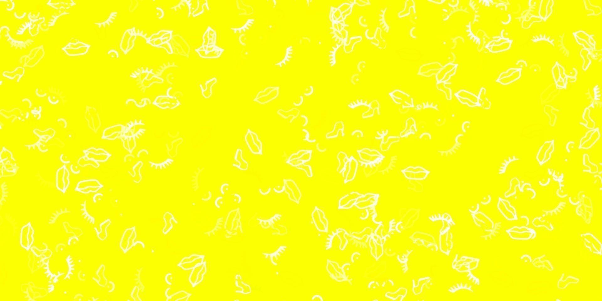 Fondo de vector amarillo claro con símbolos de mujer.
