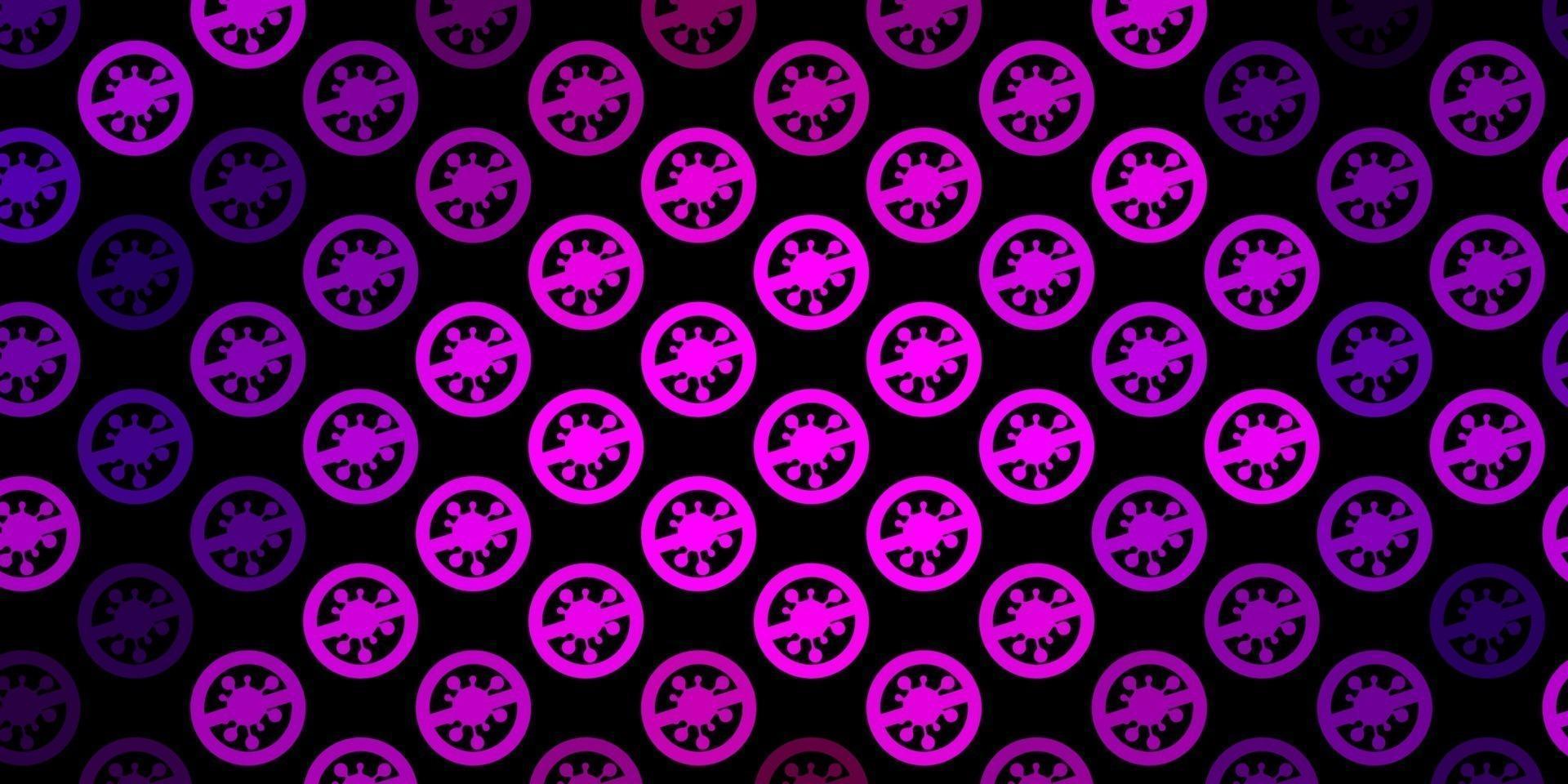 Dark Purple vector texture with disease symbols.