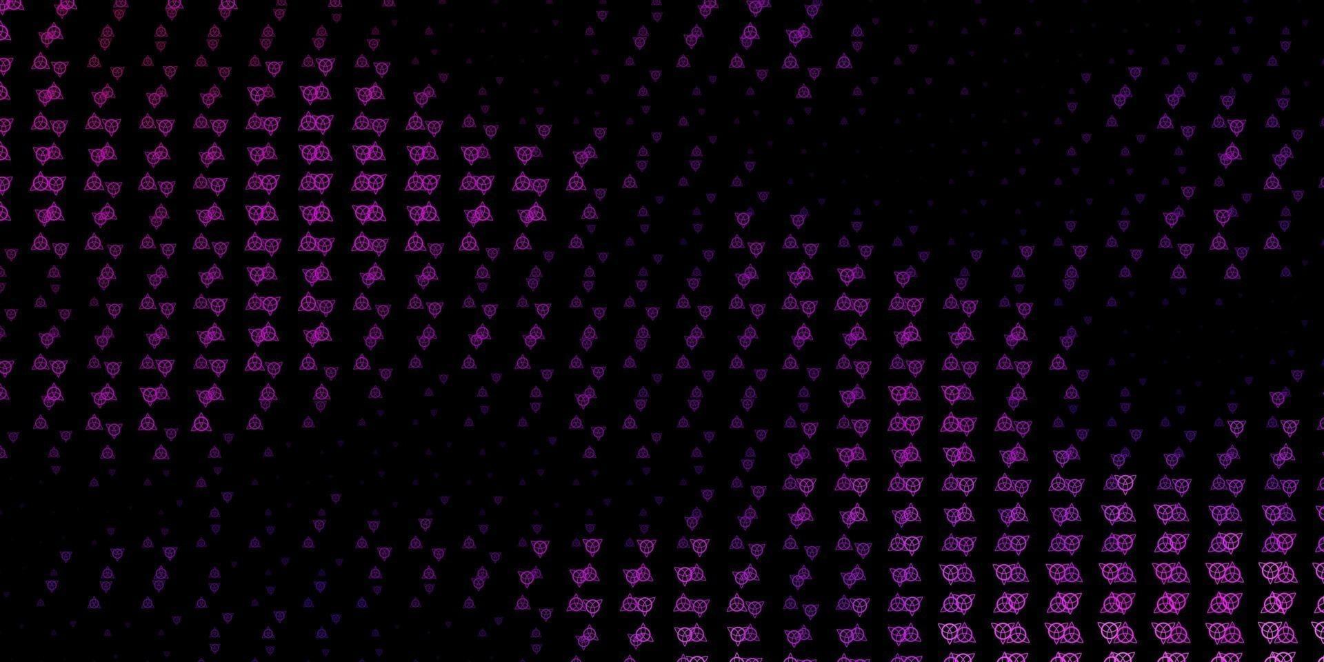 Dark Purple, Pink vector background with occult symbols.