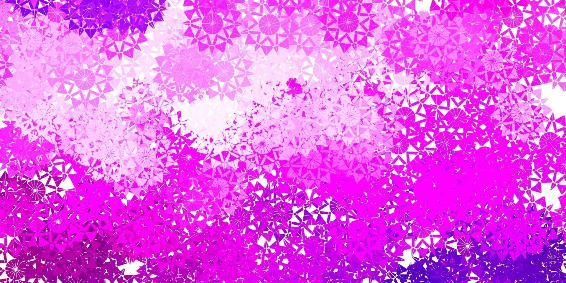 Fondo de vector violeta, rosa claro con copos de nieve de Navidad.