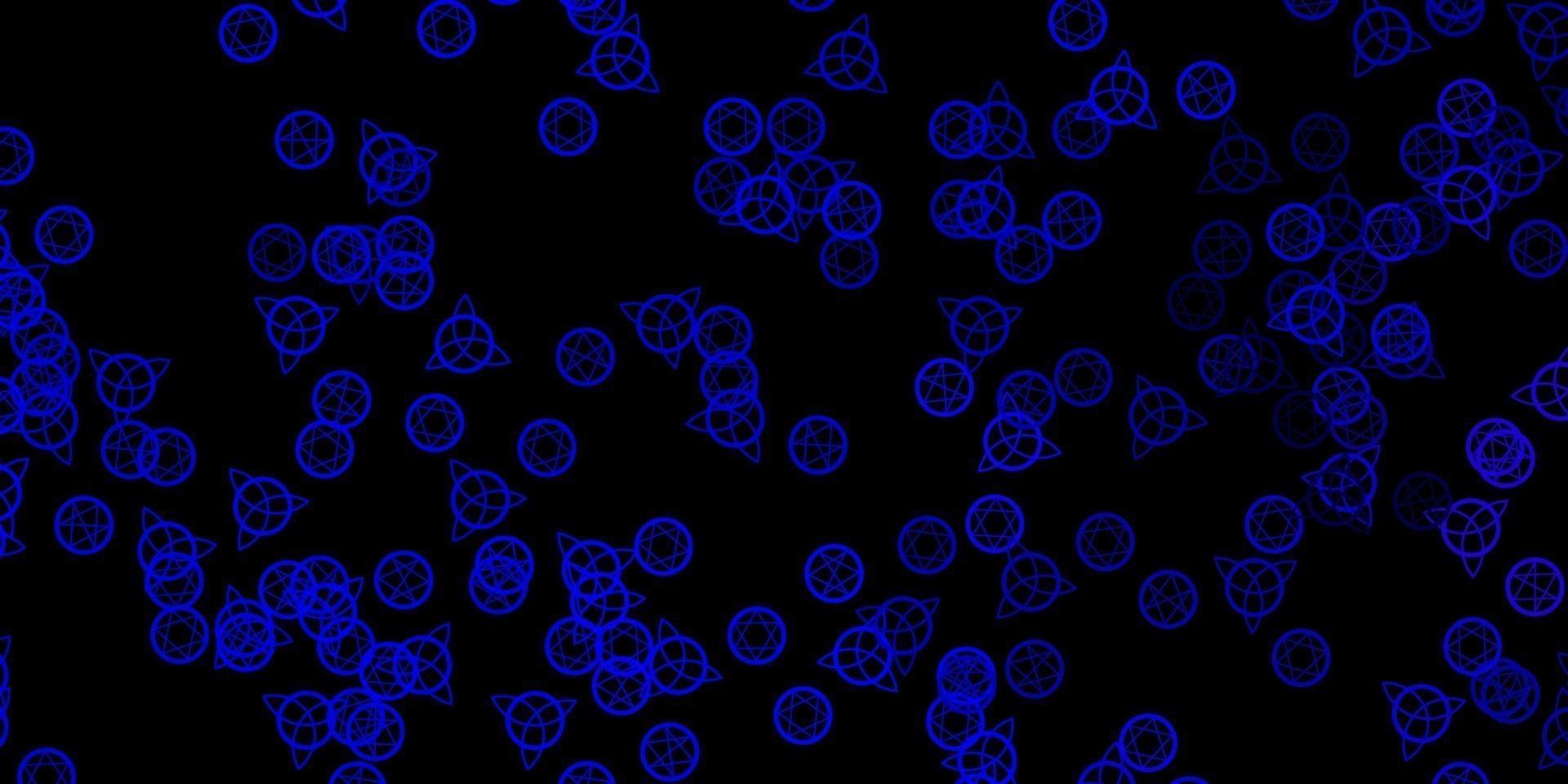 Dark BLUE vector texture with religion symbols.