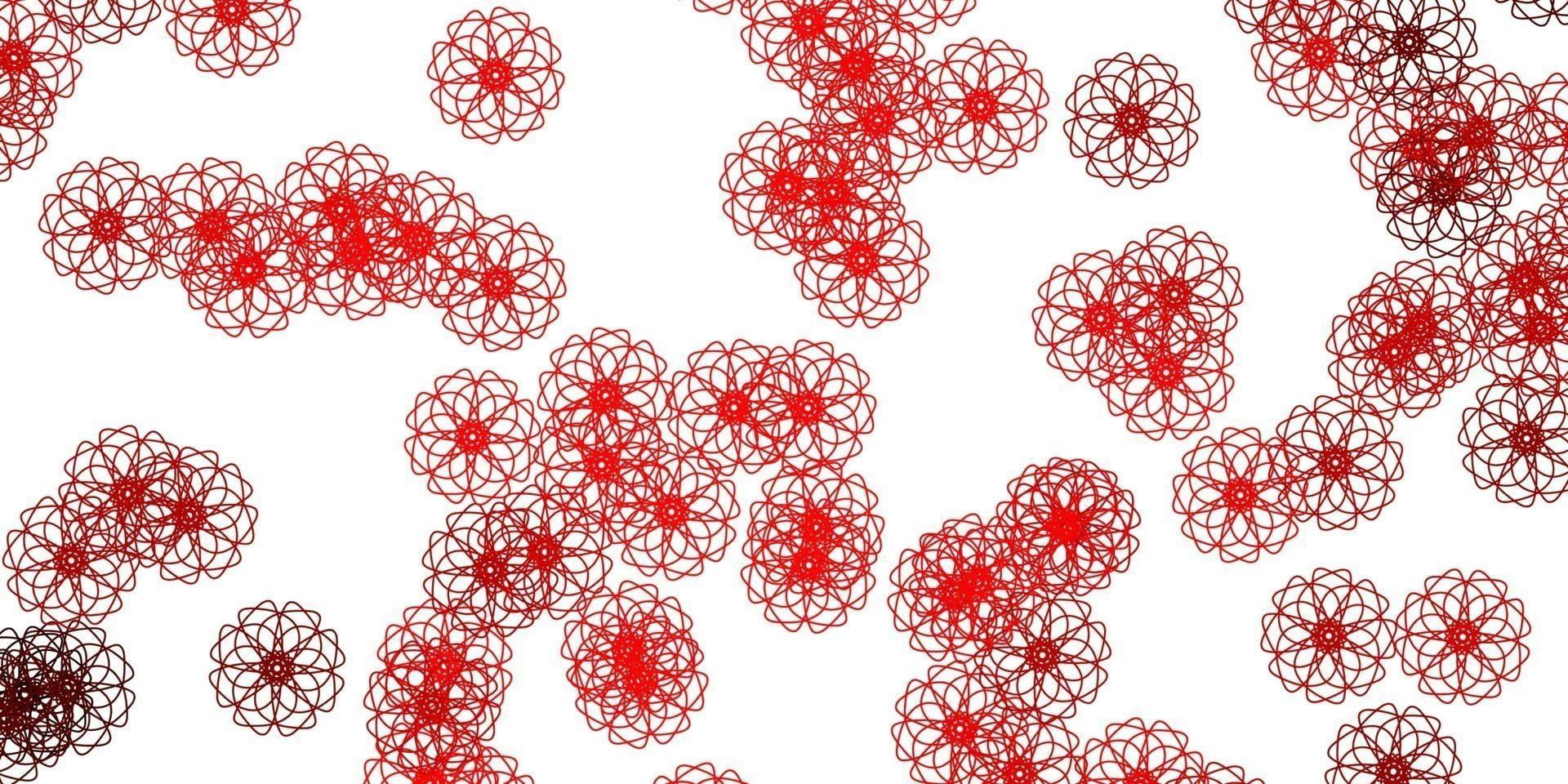 textura de doodle de vector rojo claro con flores.