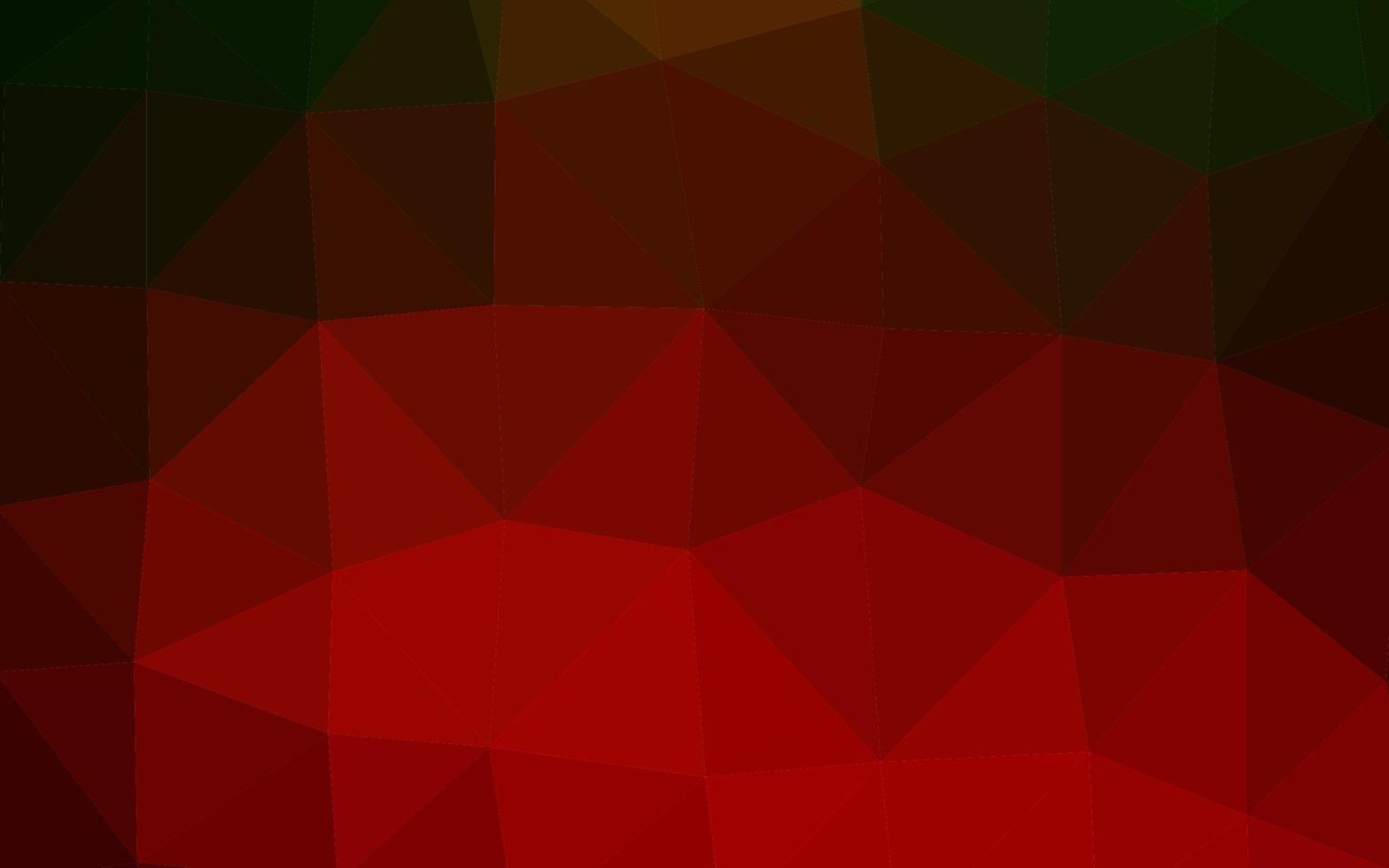 Telón de fondo abstracto de polígono de vector verde claro, rojo.