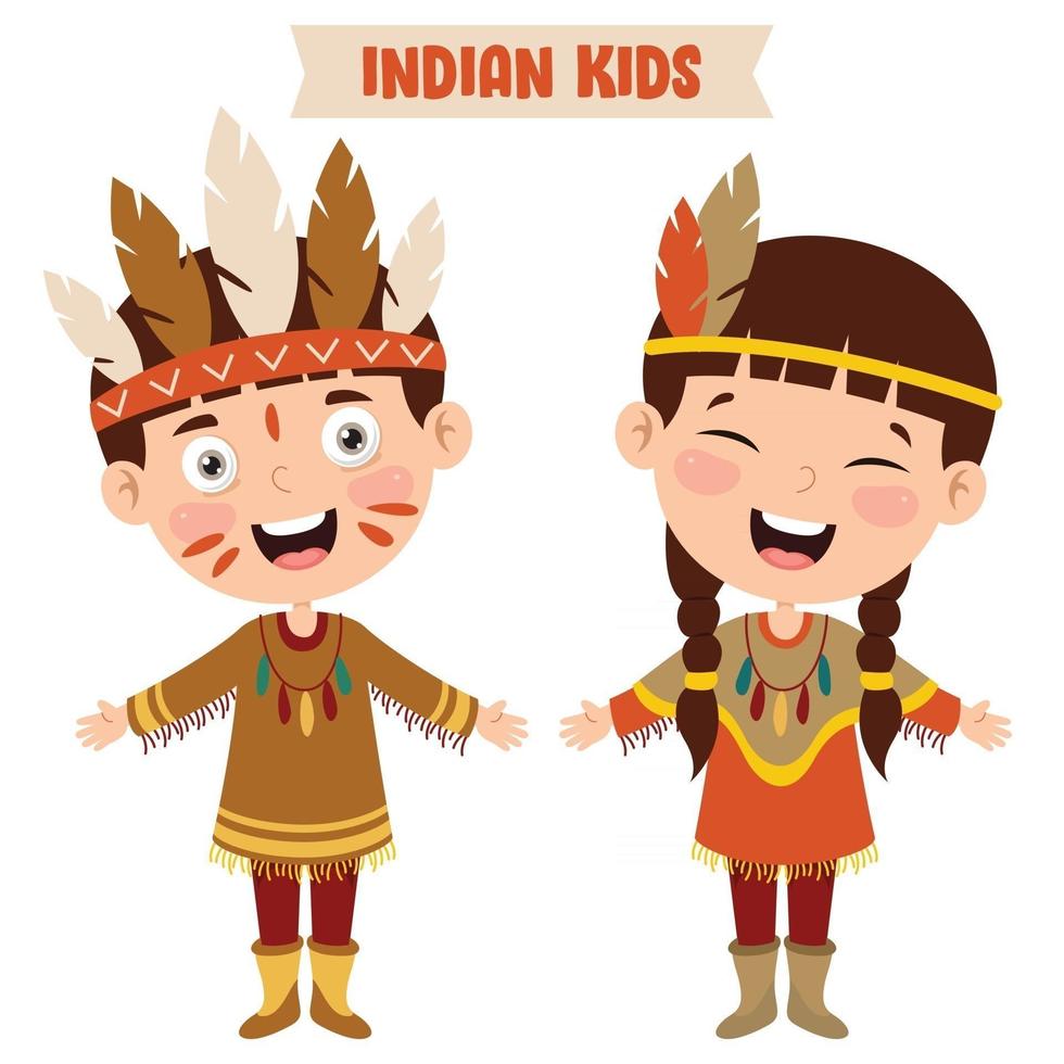 Cartoon Children Wearing Traditional Clothes vector