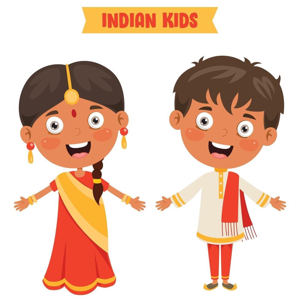 Cartoon Children Wearing Traditional Clothes vector