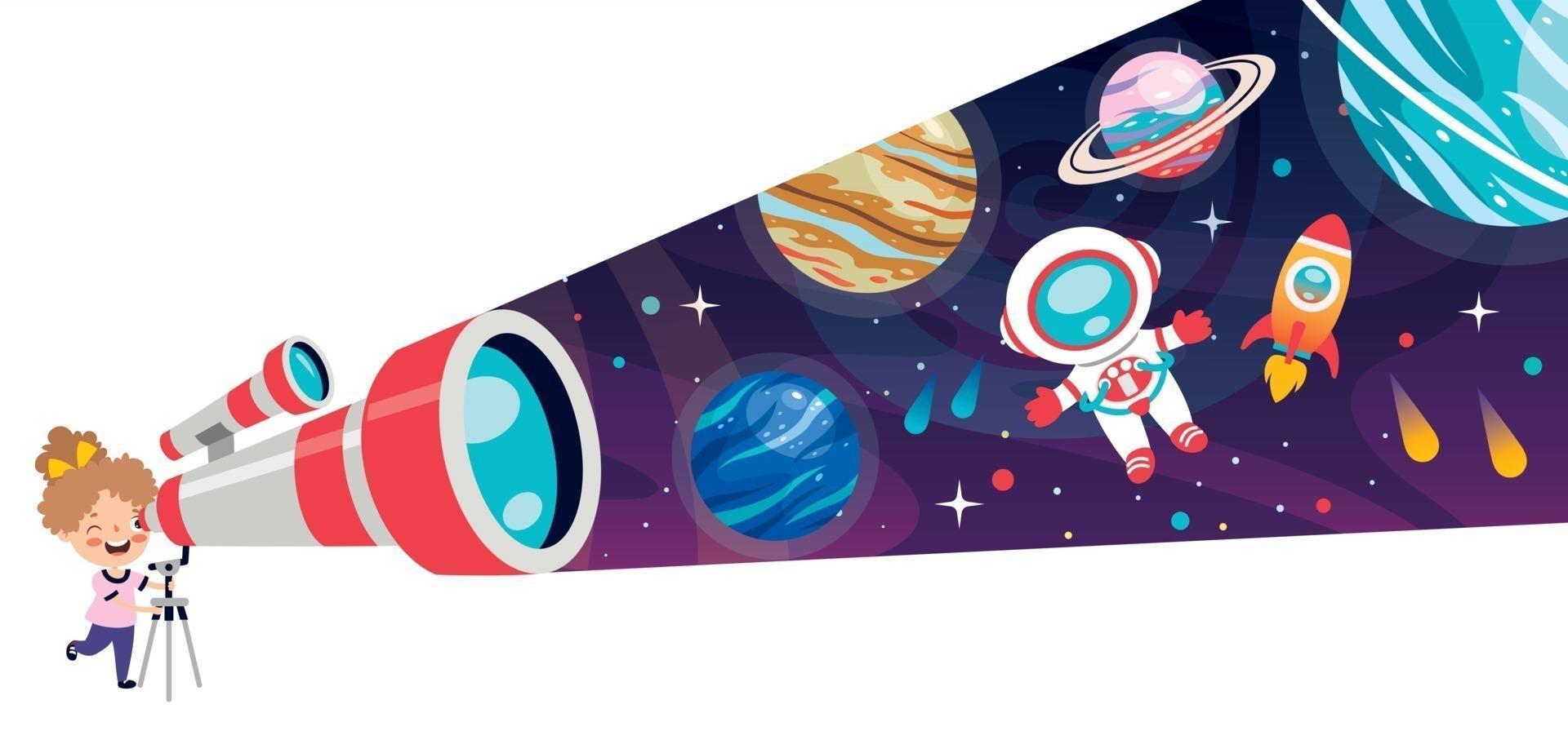 Space Background With Cartoon Character vector