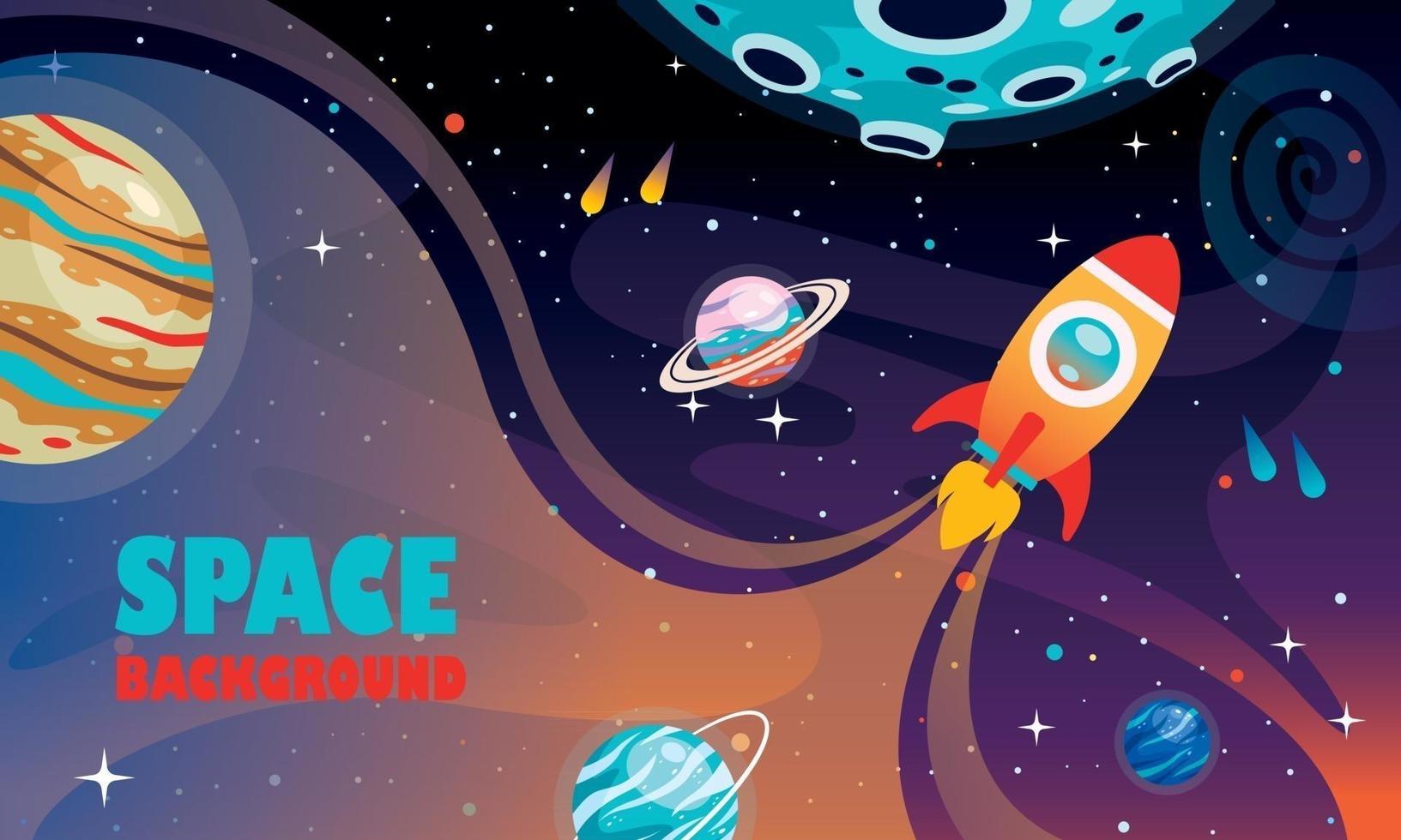Space Background With Cartoon Character vector