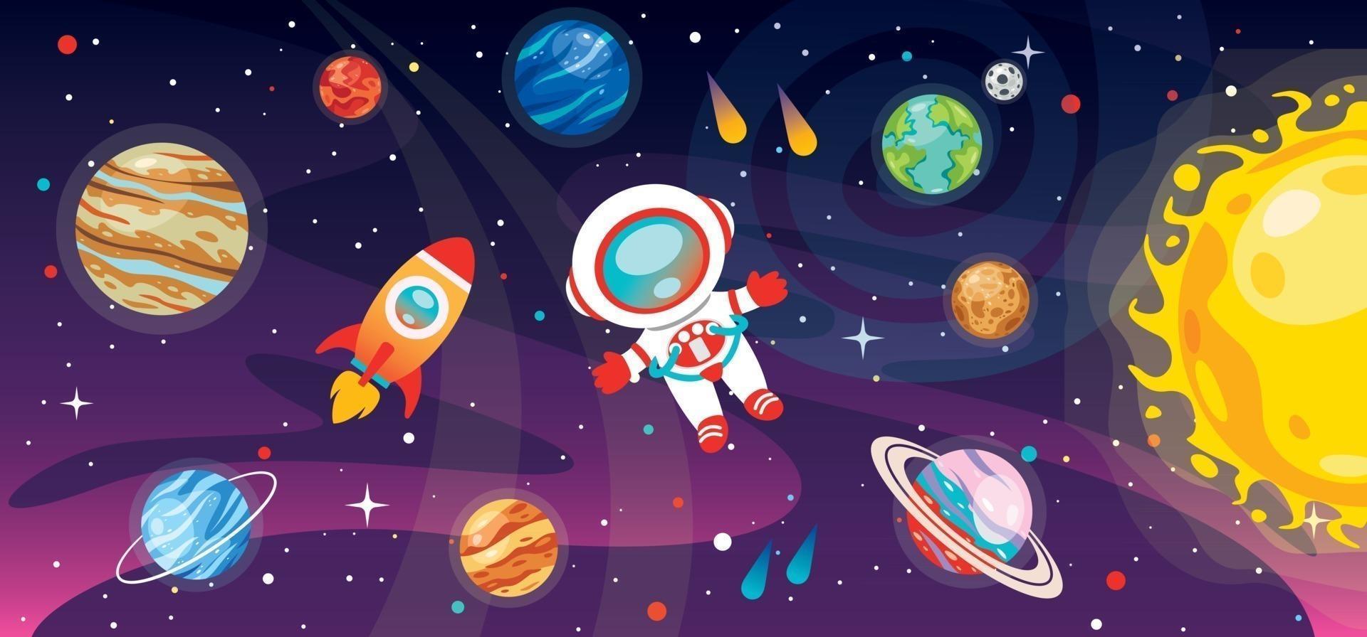 Space Background With Cartoon Character vector