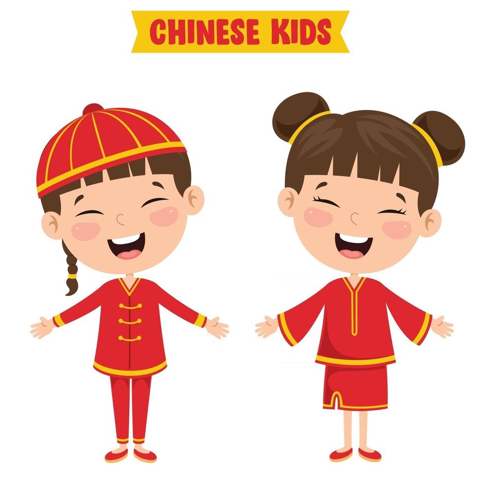 Cartoon Children Wearing Traditional Clothes vector