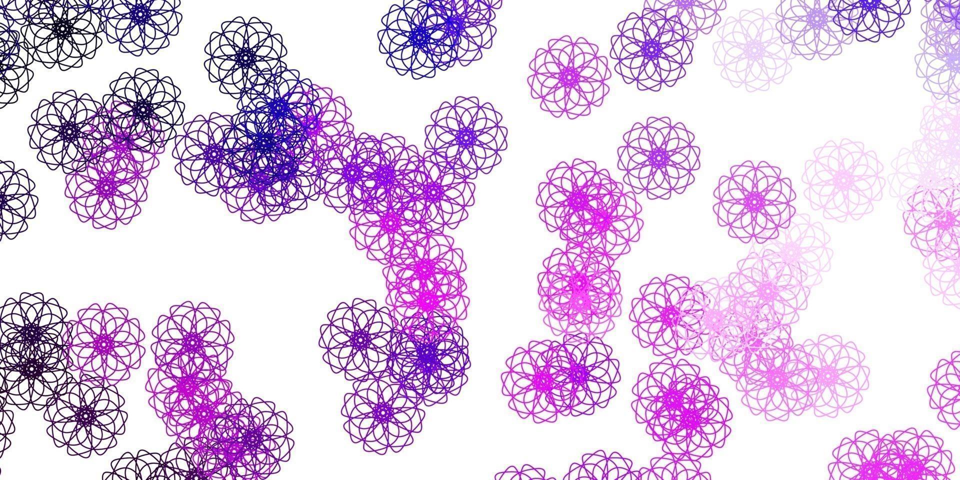 Light Purple, Pink vector doodle pattern with flowers.