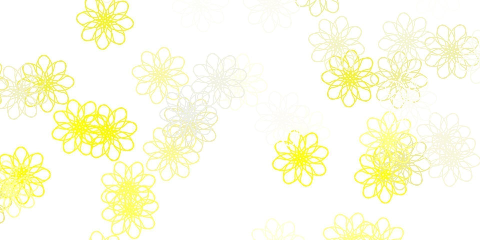 Light Yellow vector doodle pattern with flowers.