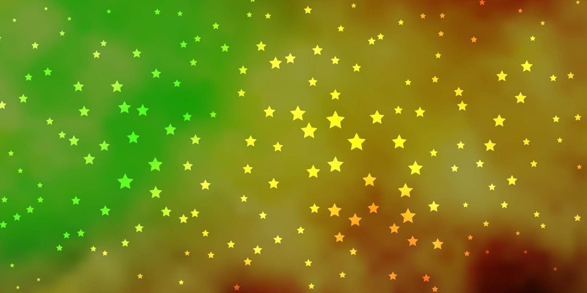 Dark Green, Yellow vector background with small and big stars.