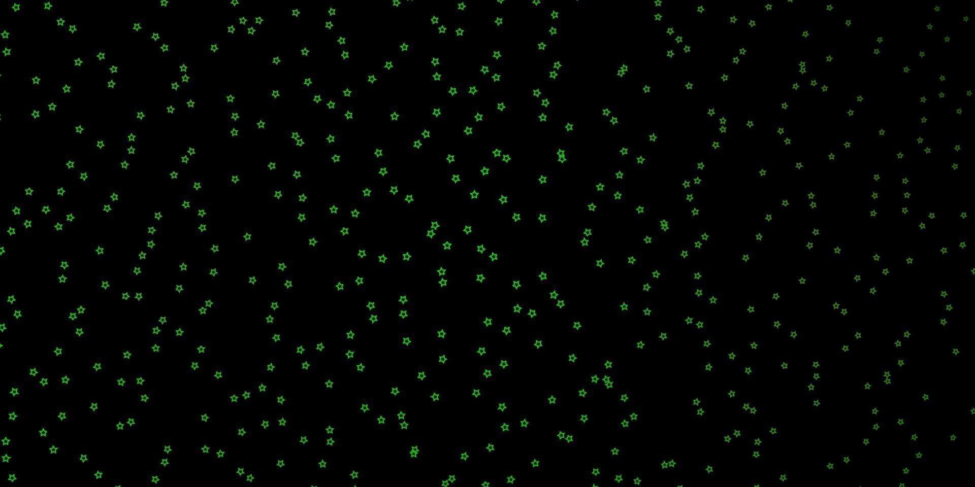 Fondo de vector verde oscuro, amarillo con estrellas pequeñas y grandes.
