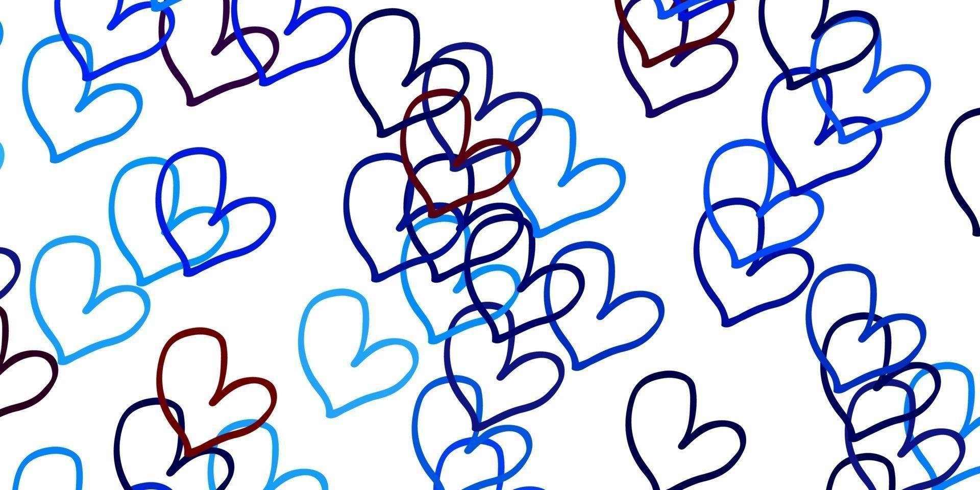 Light Blue, Red vector backdrop with sweet hearts.