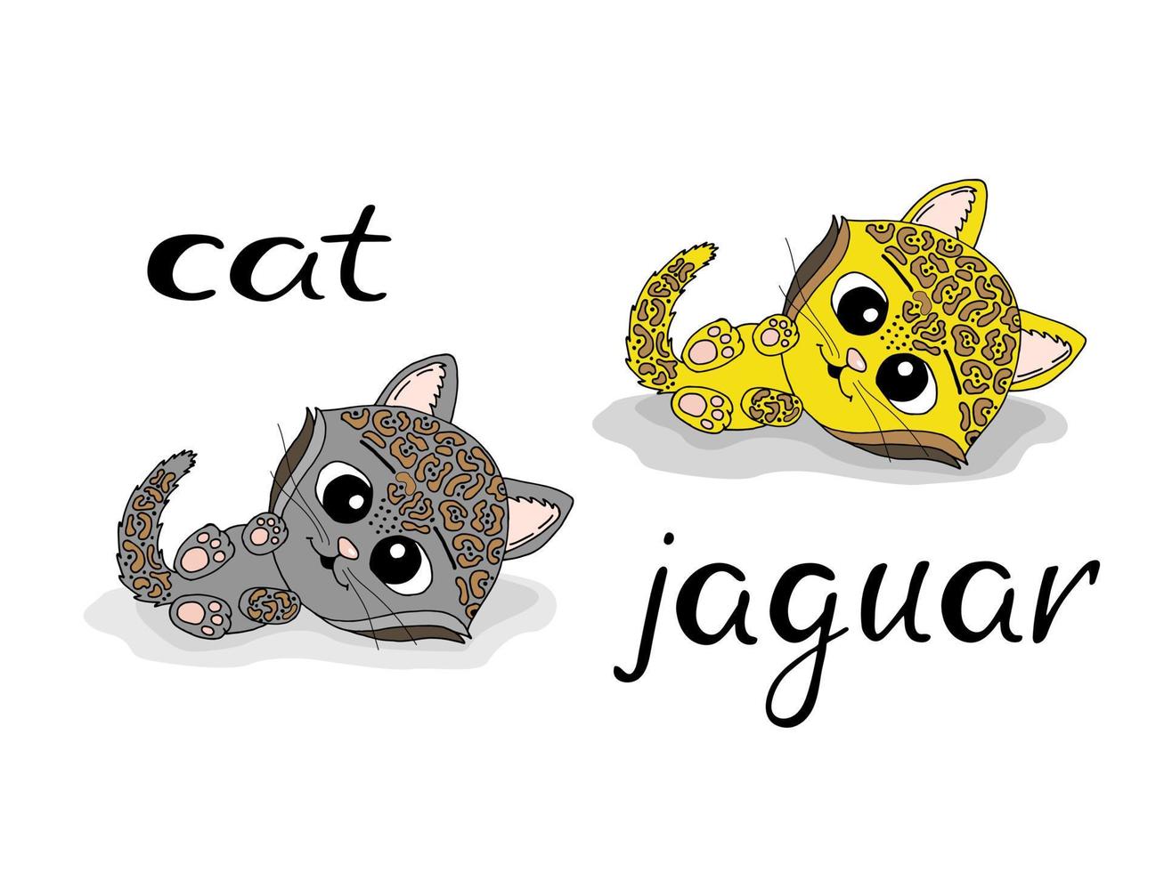Cute cartoon cat and jaguar. Vector illustration design for fashion fabrics, textile graphics, prints.