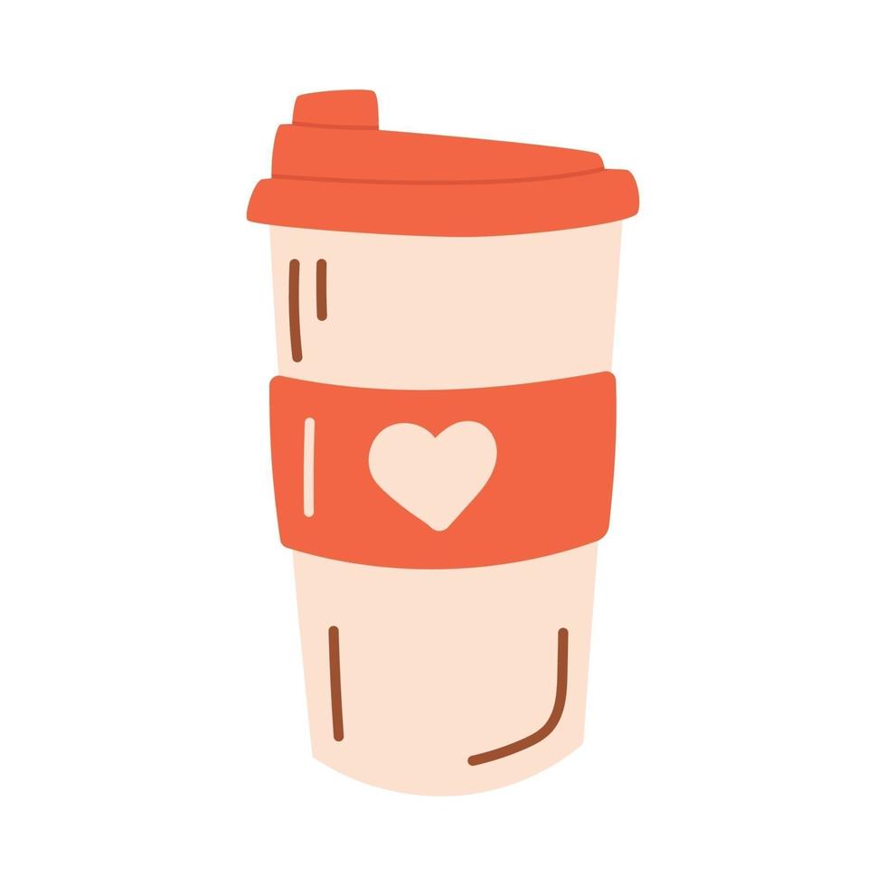 Hand drawn coffee reusable cup. Vector illustration