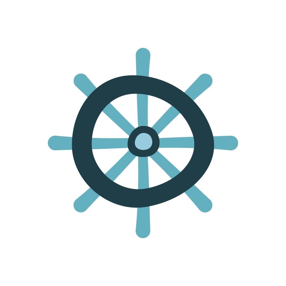 Hand drawn vector illustration of ship’s wheel or helm isolated on