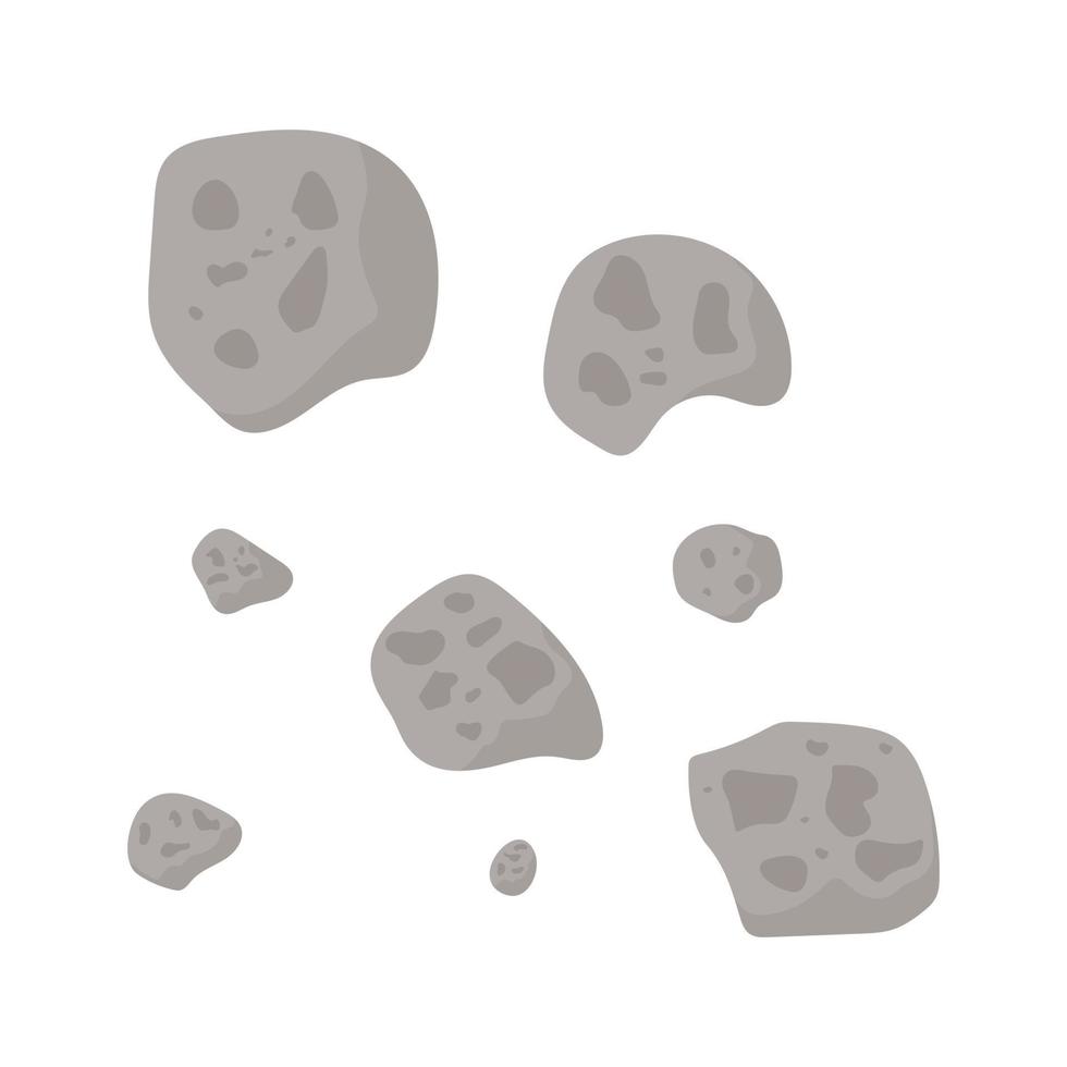 ilustración de asteroides vectoriales en estilo plano aislado sobre fondo blanco vector