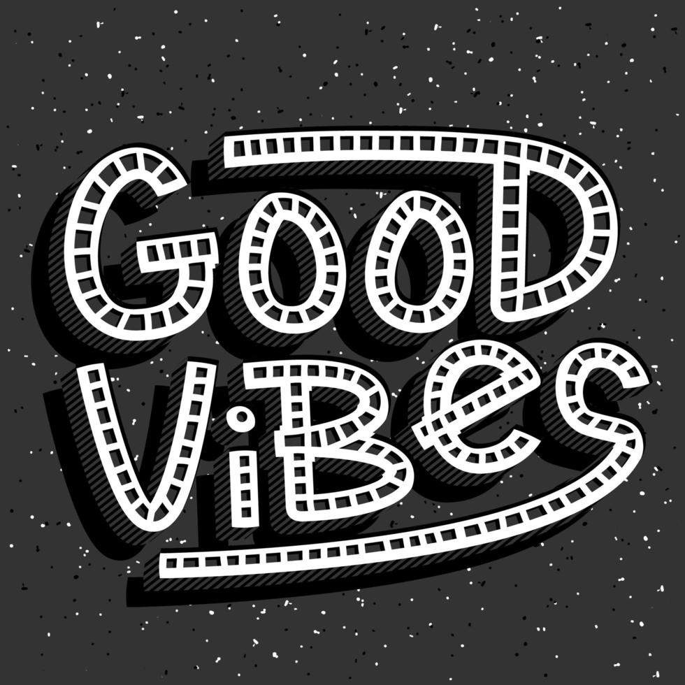 Good Vibes Black and White Retro Poster 5876378 Vector Art at Vecteezy