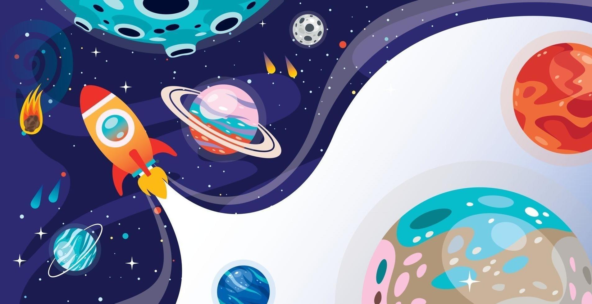 Space Background With Cartoon Character vector