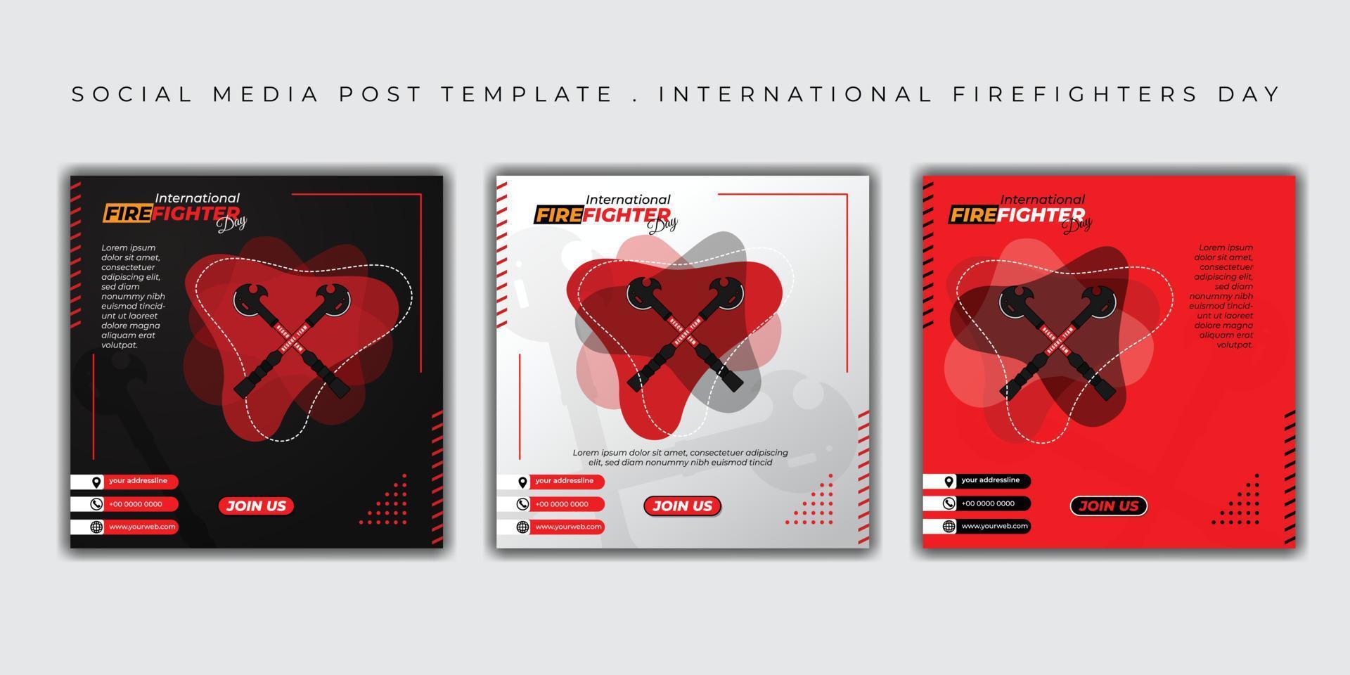 International firefighters day design. set of social media post template design vector