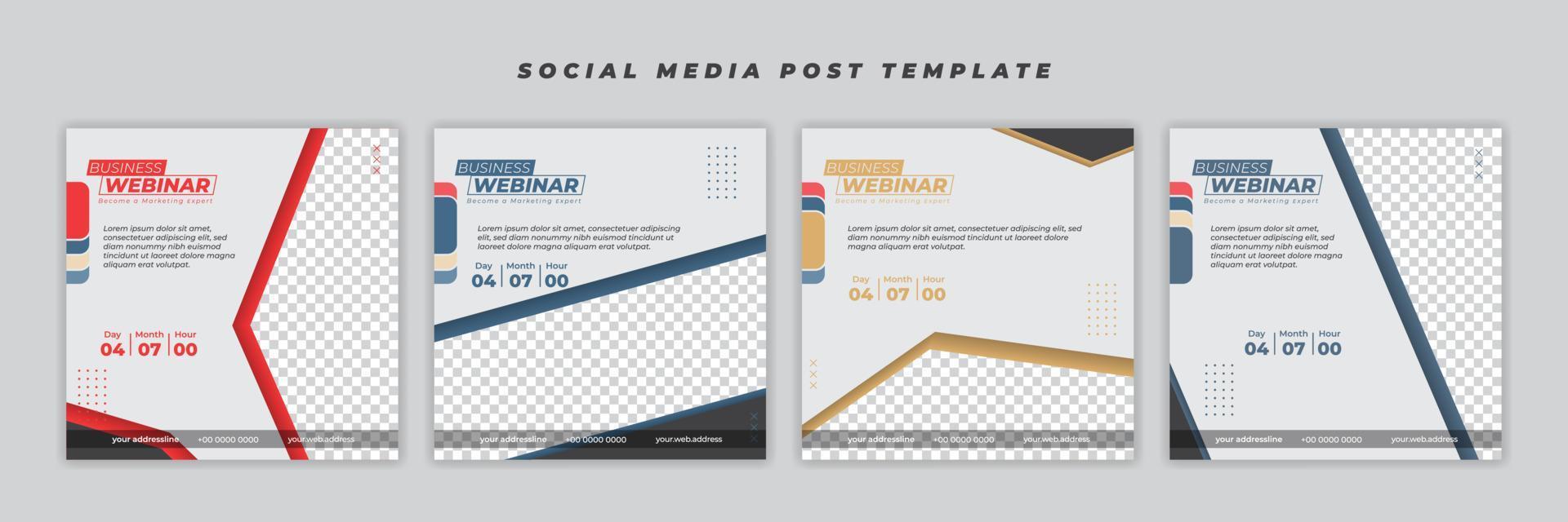 Social media post template with geometric design. vector