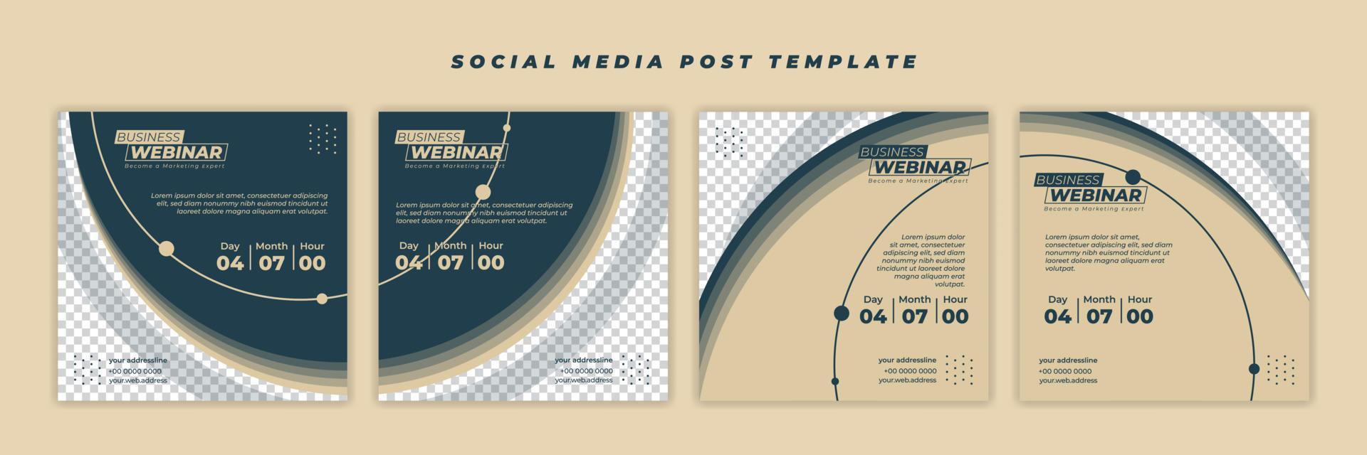 Social media post template with green circle design. vector