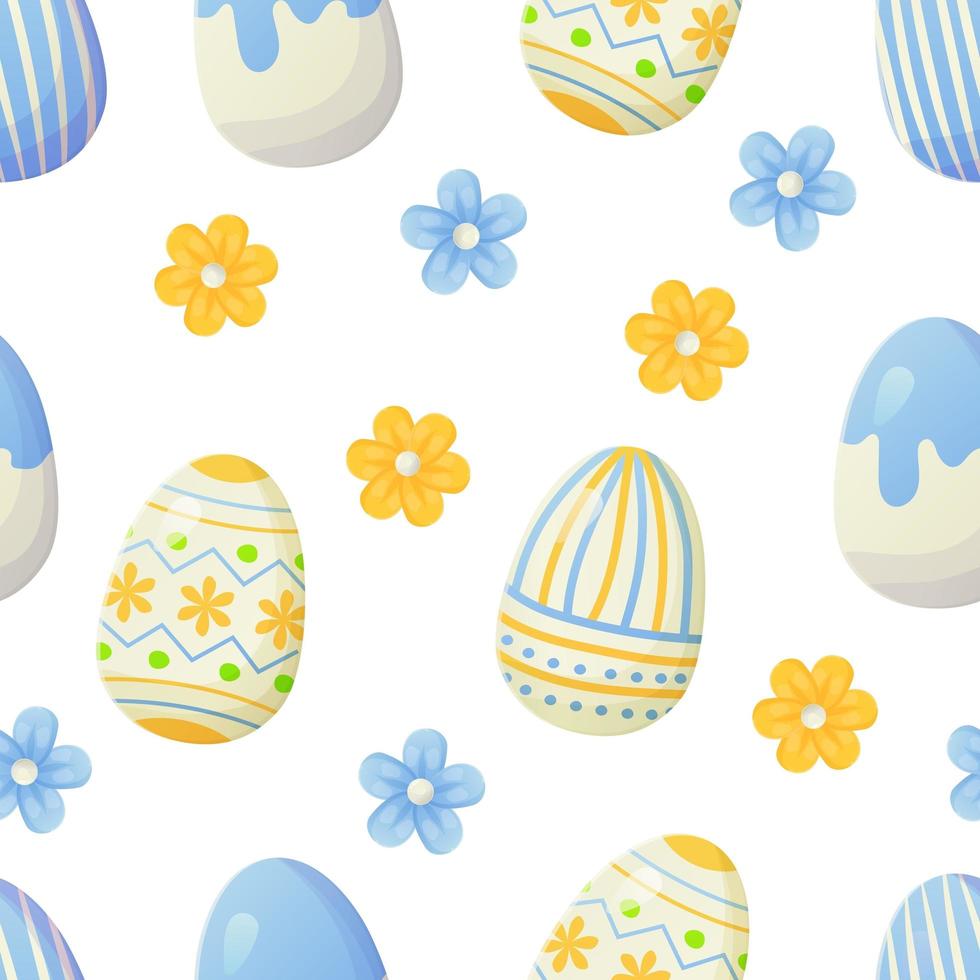 patrón sin costuras de huevo de Pascua. textura con flores. se puede utilizar como elemento de búsqueda de Pascua para banners web, carteles y fondo de páginas web, papel tapiz, tarjetas de felicitación de primavera. vector