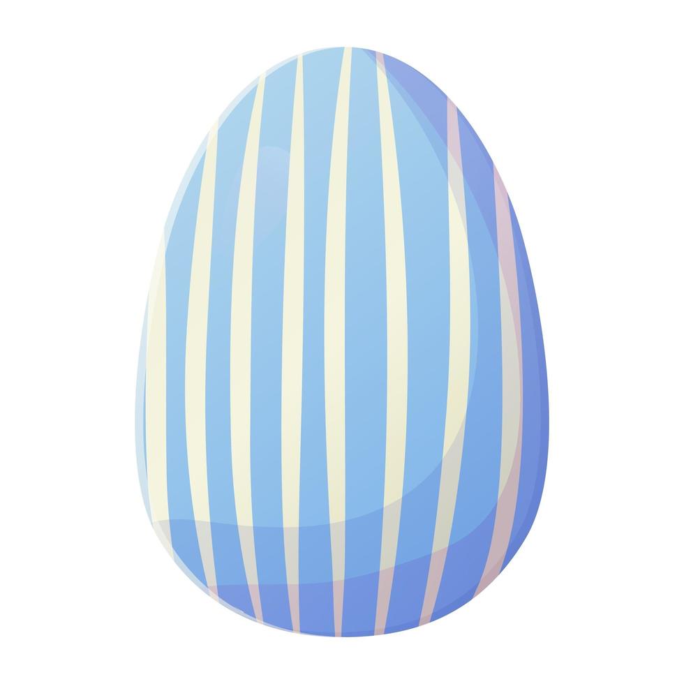 Cute realistic Easter egg painted with blue and white lines. Can be used as easter hunt element for web banners, posters and web pages. vector