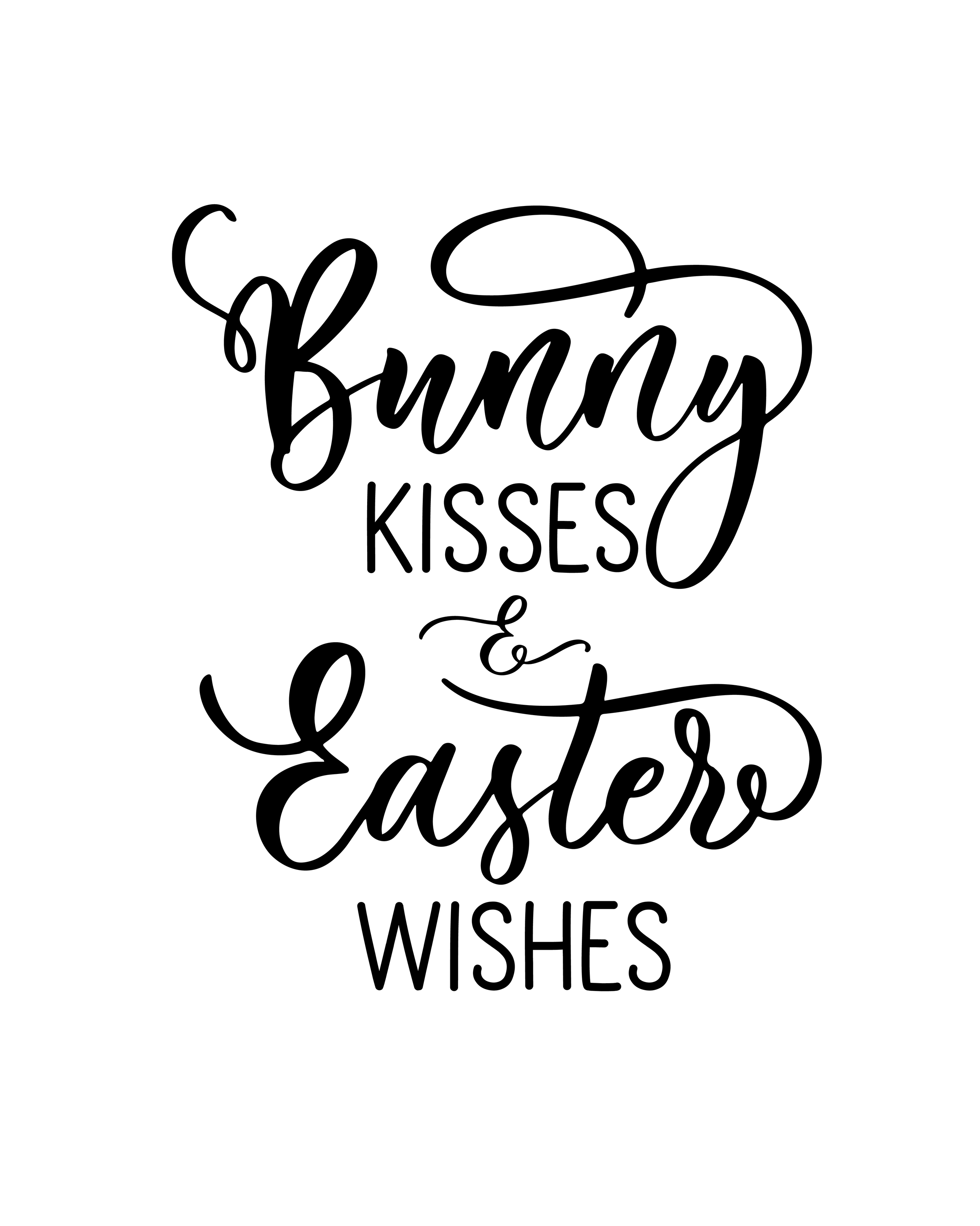 Bunny kisses Easter wishes lettering holiday saying. 5876946 Vector Art