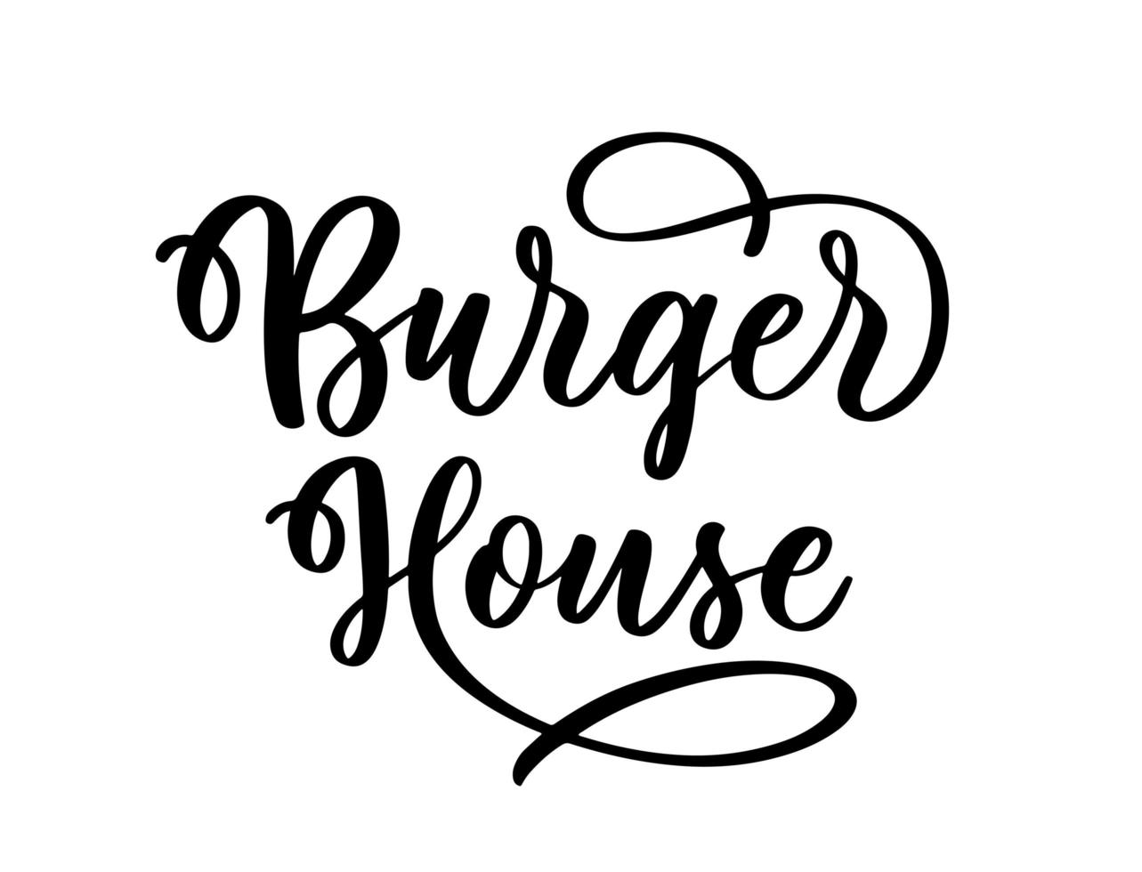 diseño de logotipo de comida con letras a mano de la casa de hamburguesas. vector